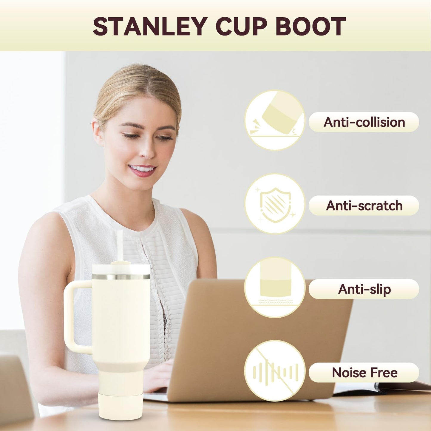 2 PCS for Stanley Boot, Silicone Bottom for Stanley Cup Boot Quencher Adventure 40oz&for Hydroflask Boot 12-24oz for Stanley Tumbler Accessories for Stanley Cup Accessories Avoid Scratches&Noise