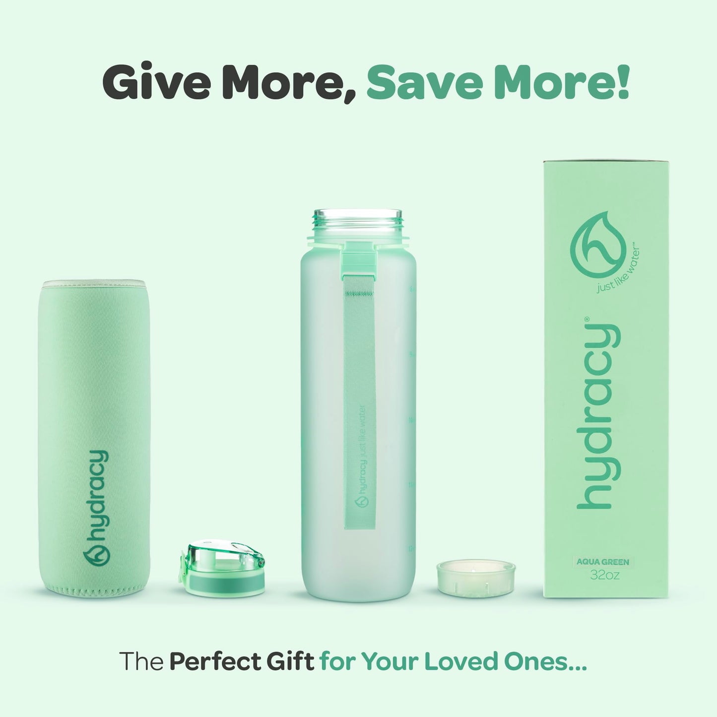 Hydracy Water Bottle with Time Marker - 500 ml 17 Oz BPA Free Water Bottle - Leak Proof & No Sweat Gym Bottle with Fruit Infuser Strainer - Ideal Gift for Fitness or Sports & Outdoors - Aqua Green