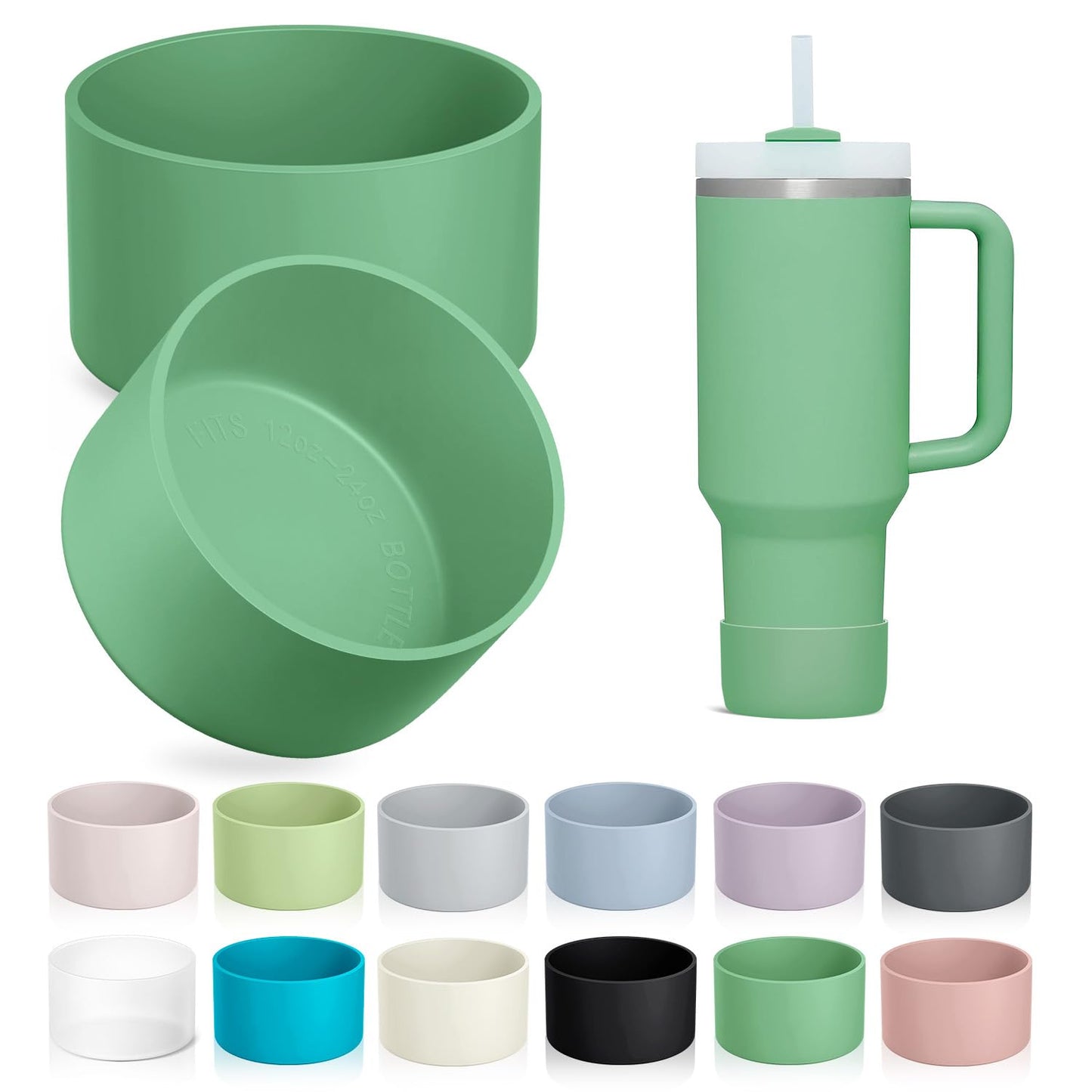 2-Pack Silicone Boot for Stanley Tumbler 40 oz 30oz 20oz & Hydro Flask 12-24oz - Cup Boot for Select Yeti, Simple Modern, Owala Water Bottle - Bottom Protector Cover Sleeve Fit Stanley Cup Accessories