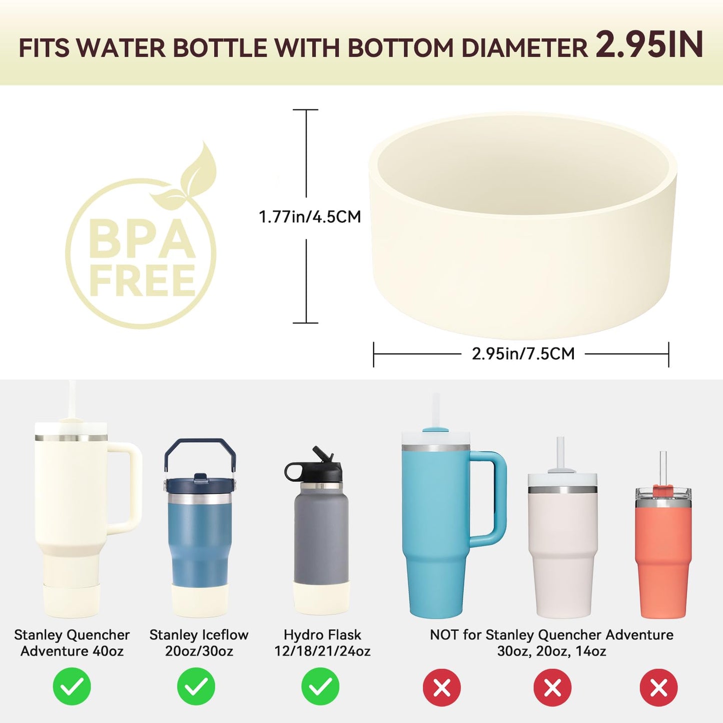 2 PCS for Stanley Boot, Silicone Bottom for Stanley Cup Boot Quencher Adventure 40oz&for Hydroflask Boot 12-24oz for Stanley Tumbler Accessories for Stanley Cup Accessories Avoid Scratches&Noise