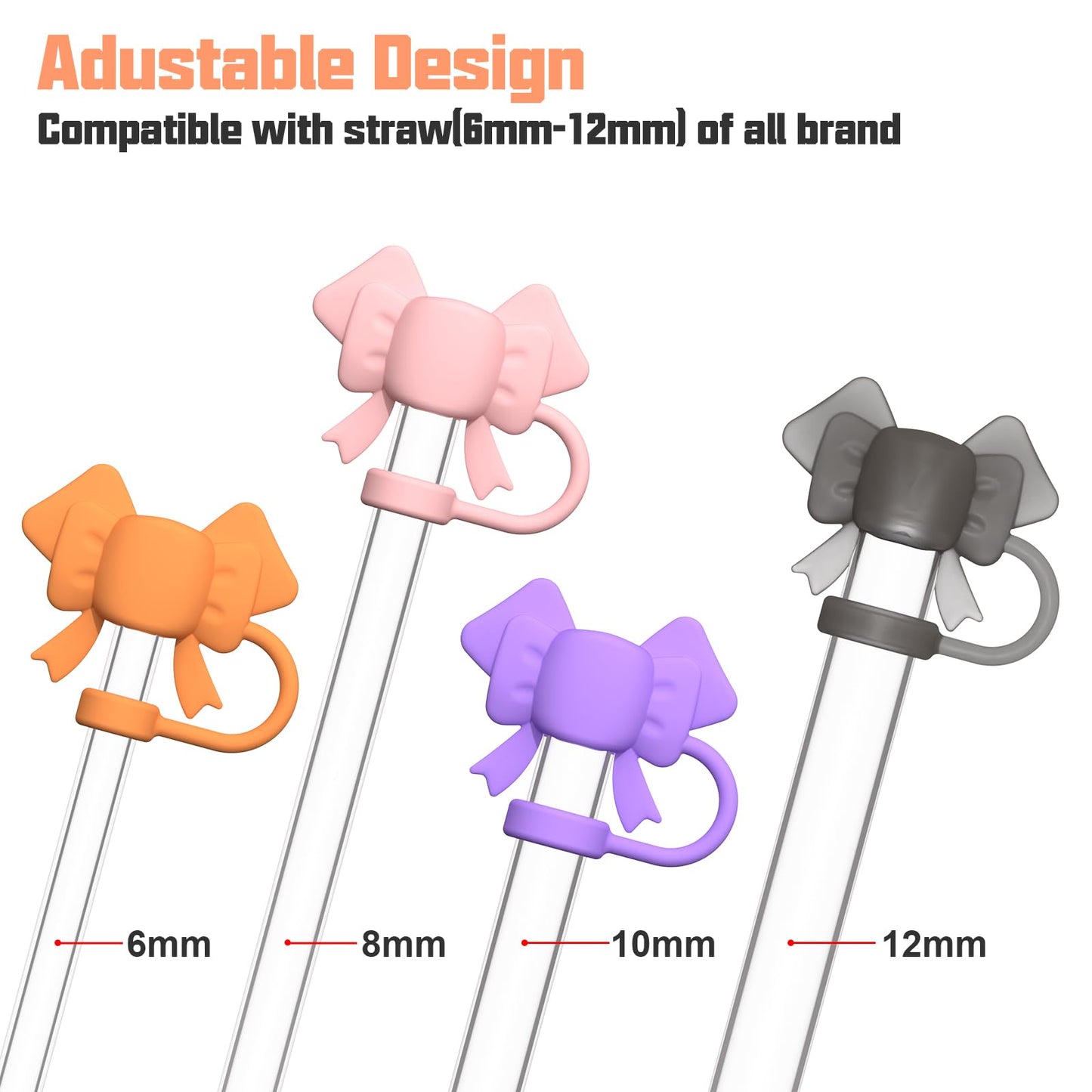 Adjustable Straw Cover for Stanley|Simple Modern|Yeti|Owala|Hydro Flask|Reduce|Maars|Meoky|MaxBase|Beast|Hydrapeak Cup, All Brand of Straw Accessories, Diameter 6mm-12mm, BPA Free, Dishwasher safe