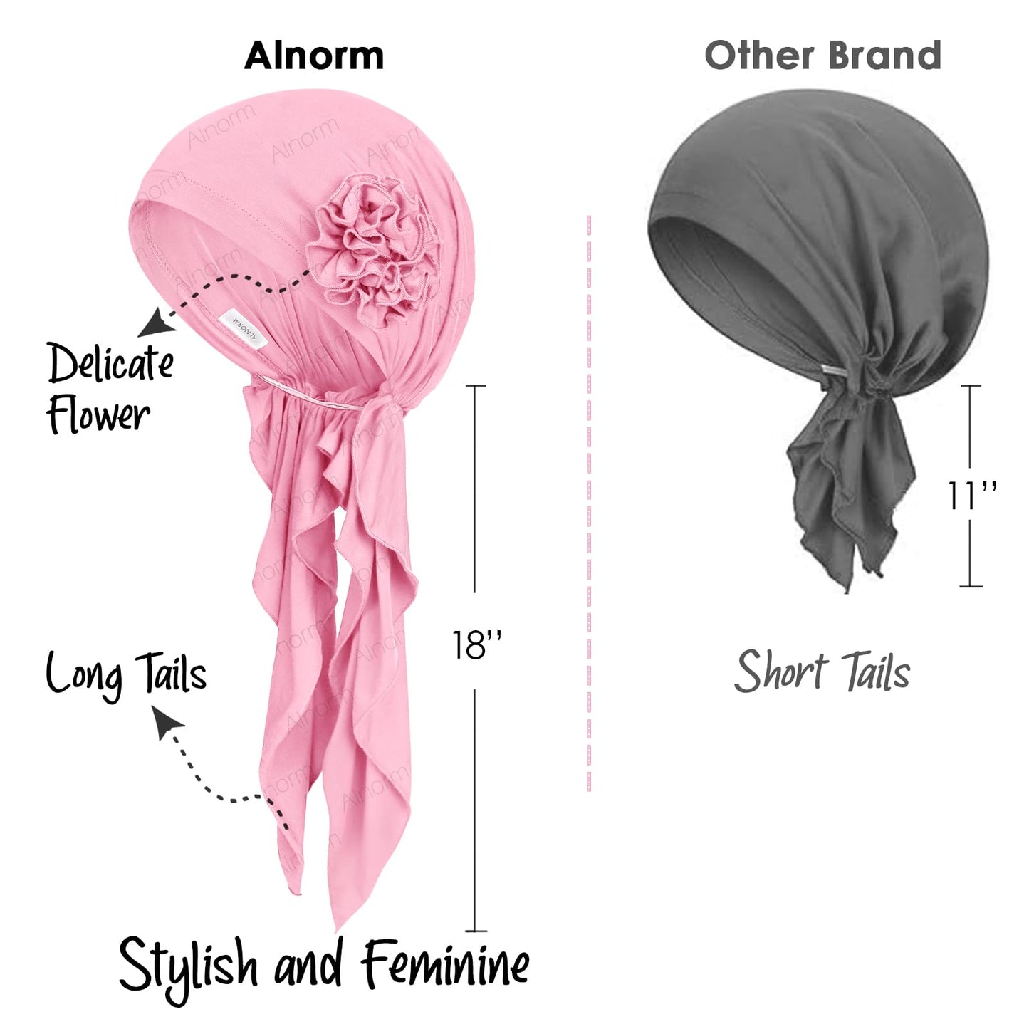 Womens Pre Tied Bandanas Soft Cancer Scarf Hair Cover Hat Pink