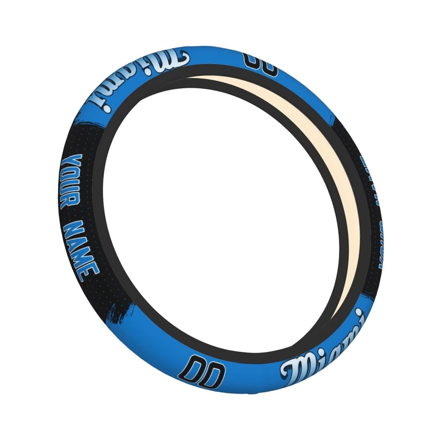 GENERIC Miami Custom Car Steering Wheel Covers,Personalized Name and Number,Anti Slip Elasticity Baseball Car Accessories,Universal 15 Inch Fit Suit for Most Car,SUV,ATV,Truck.