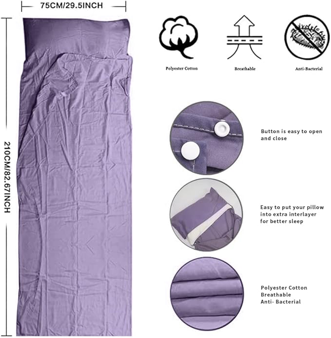 Travel and Camping Sheet Sleeping Bag Liner - Lightweight Compact and Portable Adult Sleeping Bag - Ideal for Traveling,Hostels and Camping