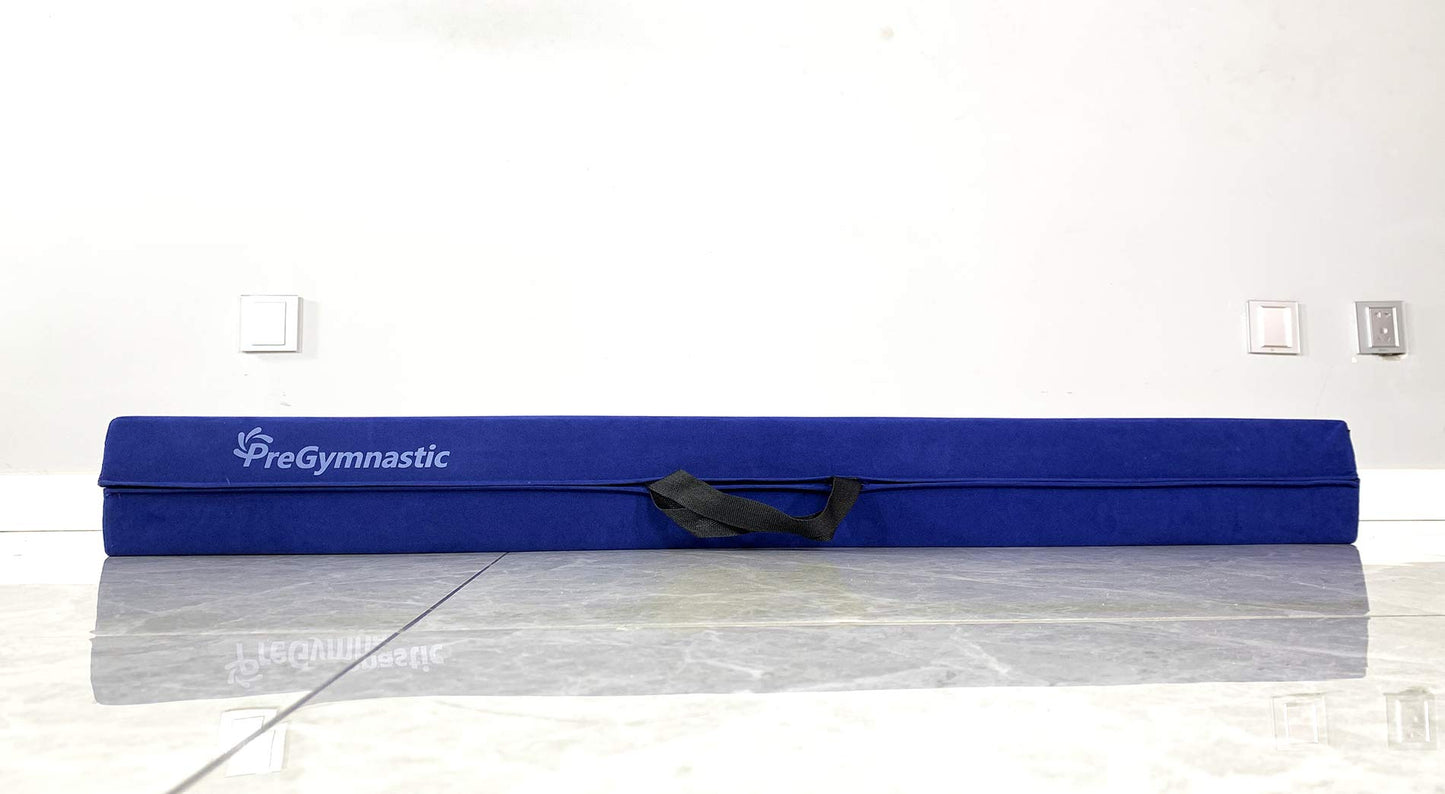 PreGymnastic 6FT/8FT/9.5FT Folding Balance Beam for Kids 3-12,Foldable Gymnastics Floor Beam-Extra Firm Suede Cover with Carry Bag for Home-Gym Equipment for Toddler Teenage (Blue, 6FT)