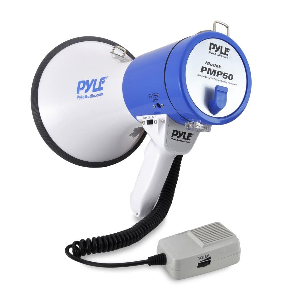 PYLE Portable Megaphone Speaker PA Bullhorn - Built-in Siren & Megaphone Speaker PA Bullhorn - 20 Watts & Adjustable Vol Control