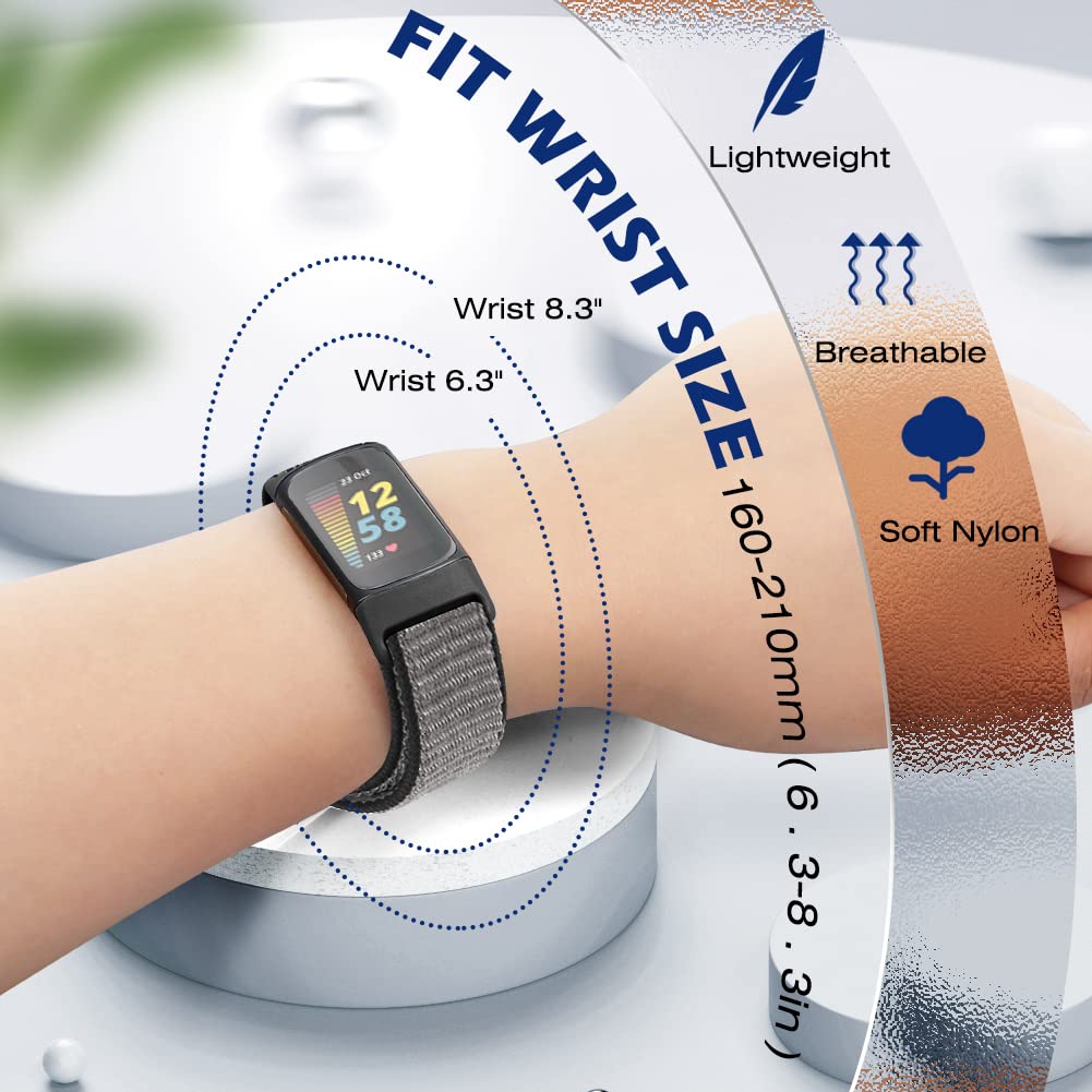AVOD Sport Loop Nylon Watch Bands Only Compatible with Charge 6/Charge 5, Adjustable Breathable Replacement Soft Nylon Loop Wristband Accessories for Women Men for Charge 6/Charge 5