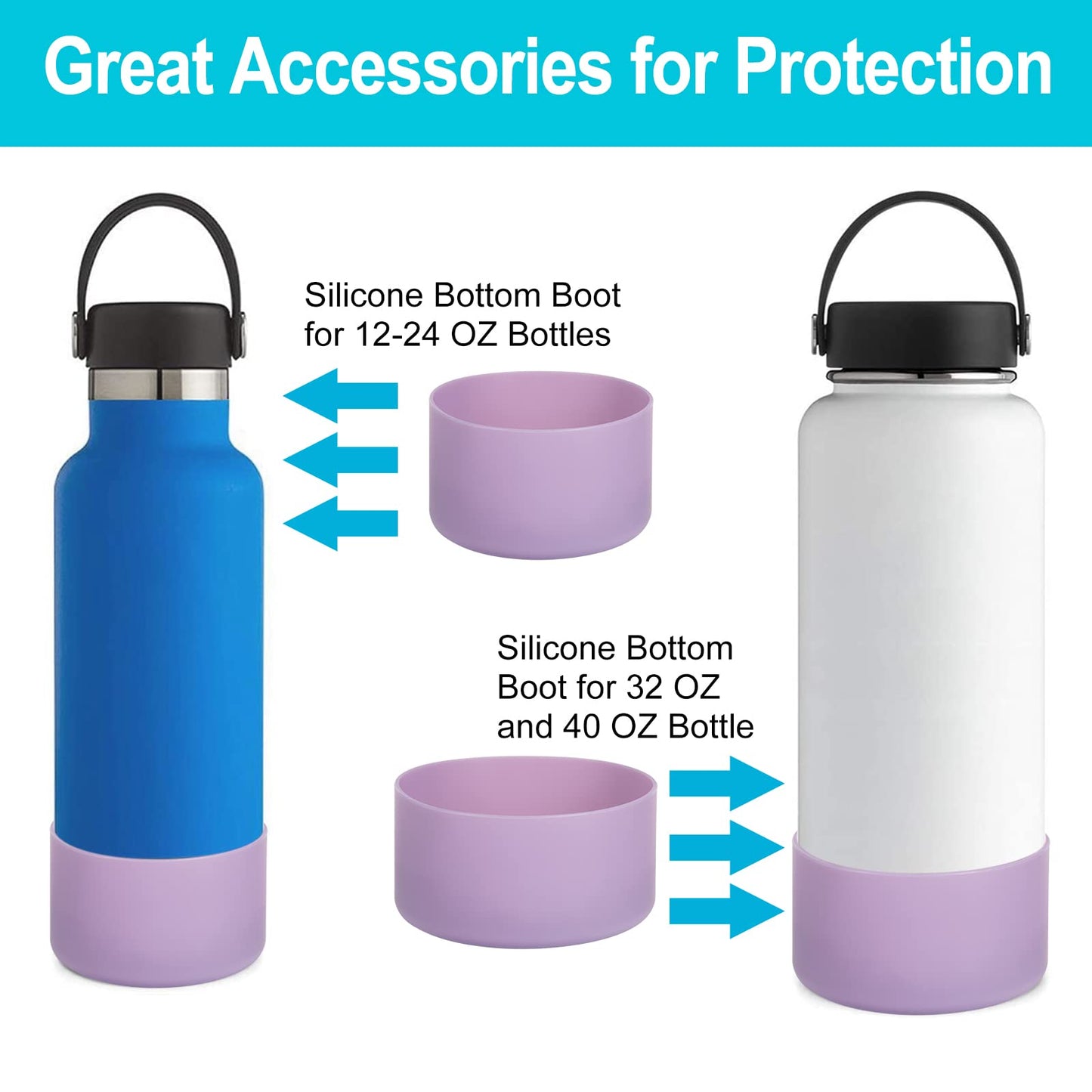 Boot for Hydro Flask 32-40 OZ Water Bottle/Stanley Tumbler, Bottom Boots for Hydroflask Sports Water Bottles, Silicone Bottom Cover Sleeve (Lilac, Fits Hydroflask 32 40 oz Bottles)