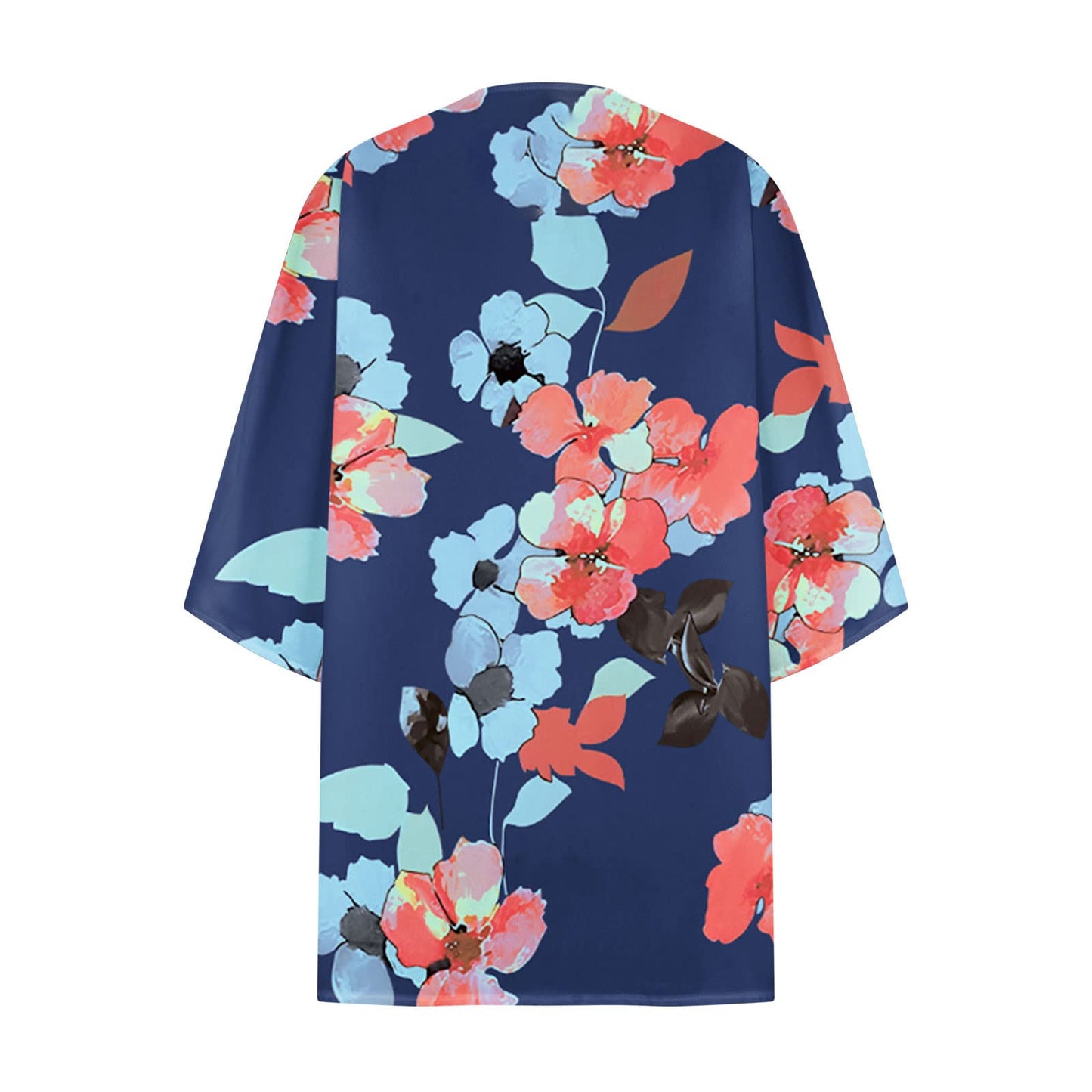 Floral Kimono,Women's Floral Print Puff Sleeve Kimono Cardigan Loose Cover up Casual Blouse Tops Labor Day Sale