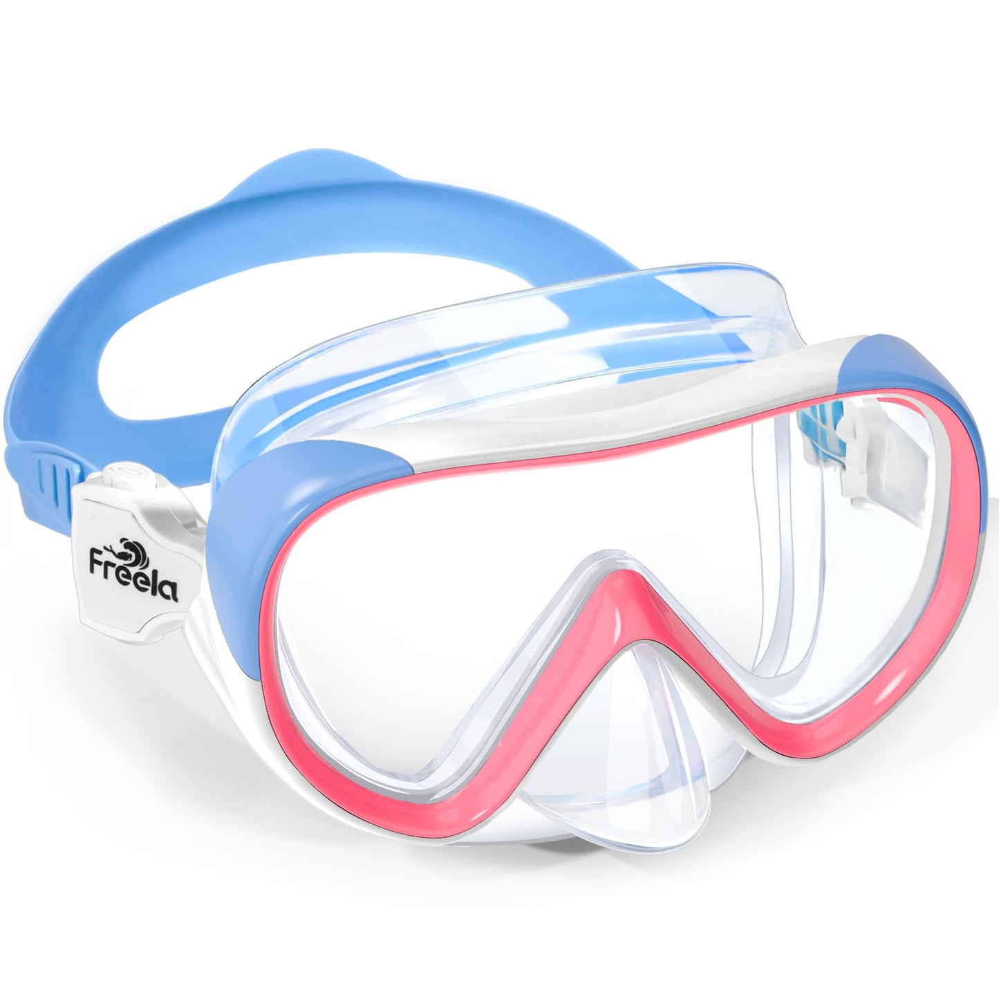 Freela Kids Swim Goggles for Kids Girls Boys 6-14 3-6 8-12 4-7 with Nose Cover, Water Pool Beach Swimming Goggles Mask for Childrens Toddler Age 4 5 Tempered Glass Anti Fog Waterproof 180° Clear View