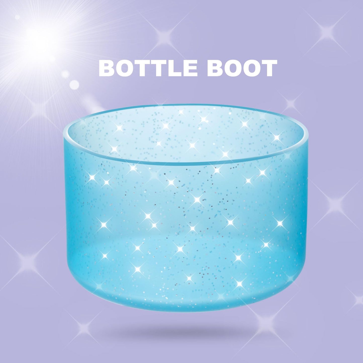 Silicone Boots for Stanley Cup 20-40 OZ, Glitter Boot for Stanley IceFlow 20 30 OZ, Bottom Protector Sleeve for Hydroflask 12-24 OZ Sports Water Bottle Boot Accessories (Clear Ocean)