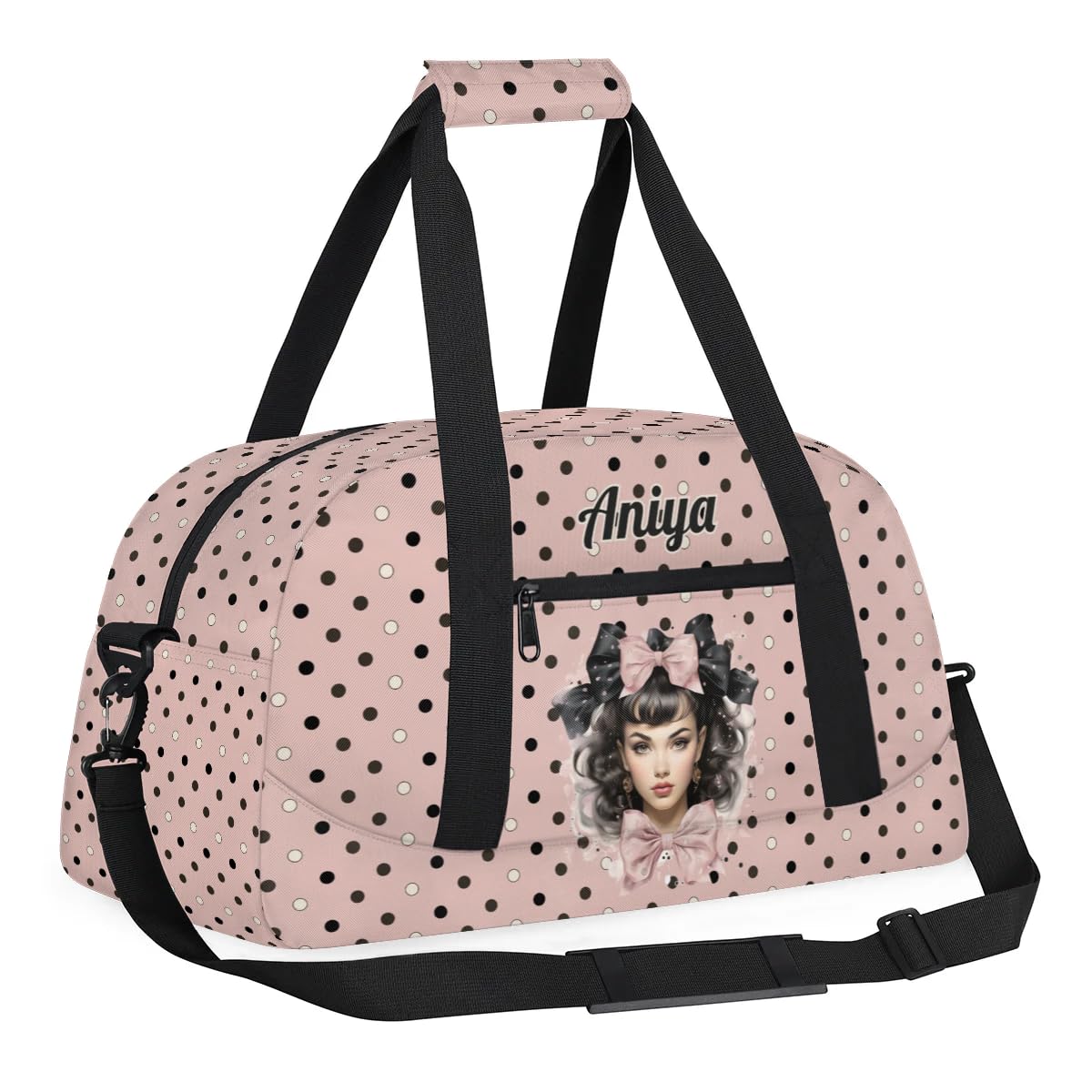 Personalized Gym Bag for Kids Girls, Bow Knot Girl Custom Small Duffel Bag with Padded Handles Carry On Weekend Travel Bag for School Practice Ball Games