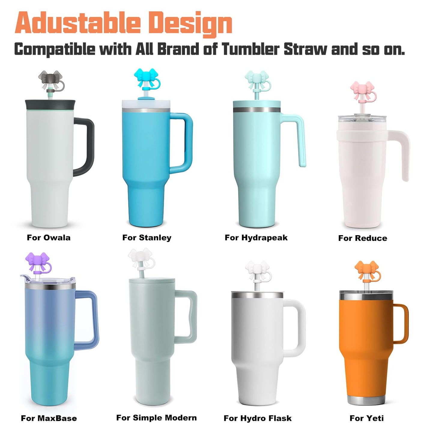 Adjustable Straw Cover for Stanley|Simple Modern|Yeti|Owala|Hydro Flask|Reduce|Maars|Meoky|MaxBase|Beast|Hydrapeak Cup, All Brand of Straw Accessories, Diameter 6mm-12mm, BPA Free, Dishwasher safe