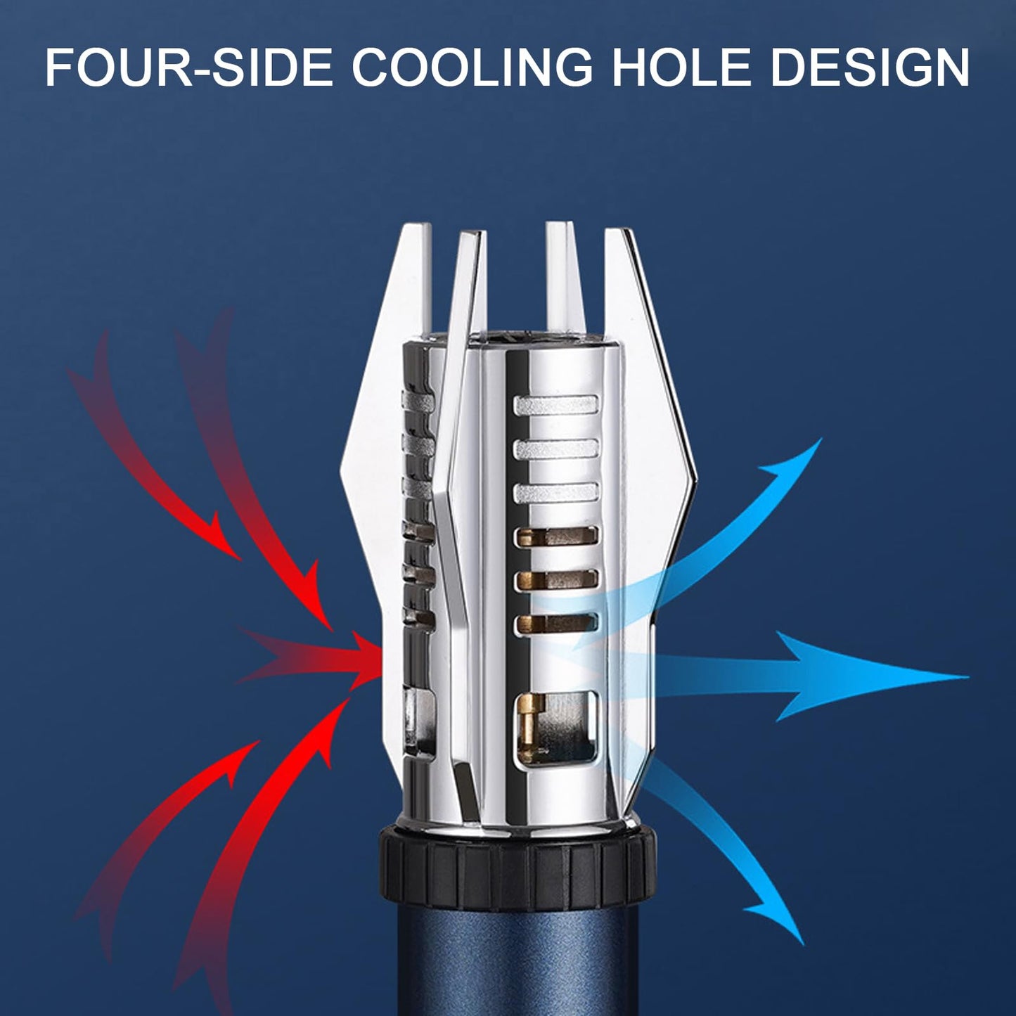 Multifunctional Large Windproof Welding Torch Lighter, Torch Lighter, Powerful Adjustable Red/Blue Flame Torch Lighter, Camping Outdoor Windproof Straight Flame Lighter for BBQ, Gift (NO Gas) (Silver)