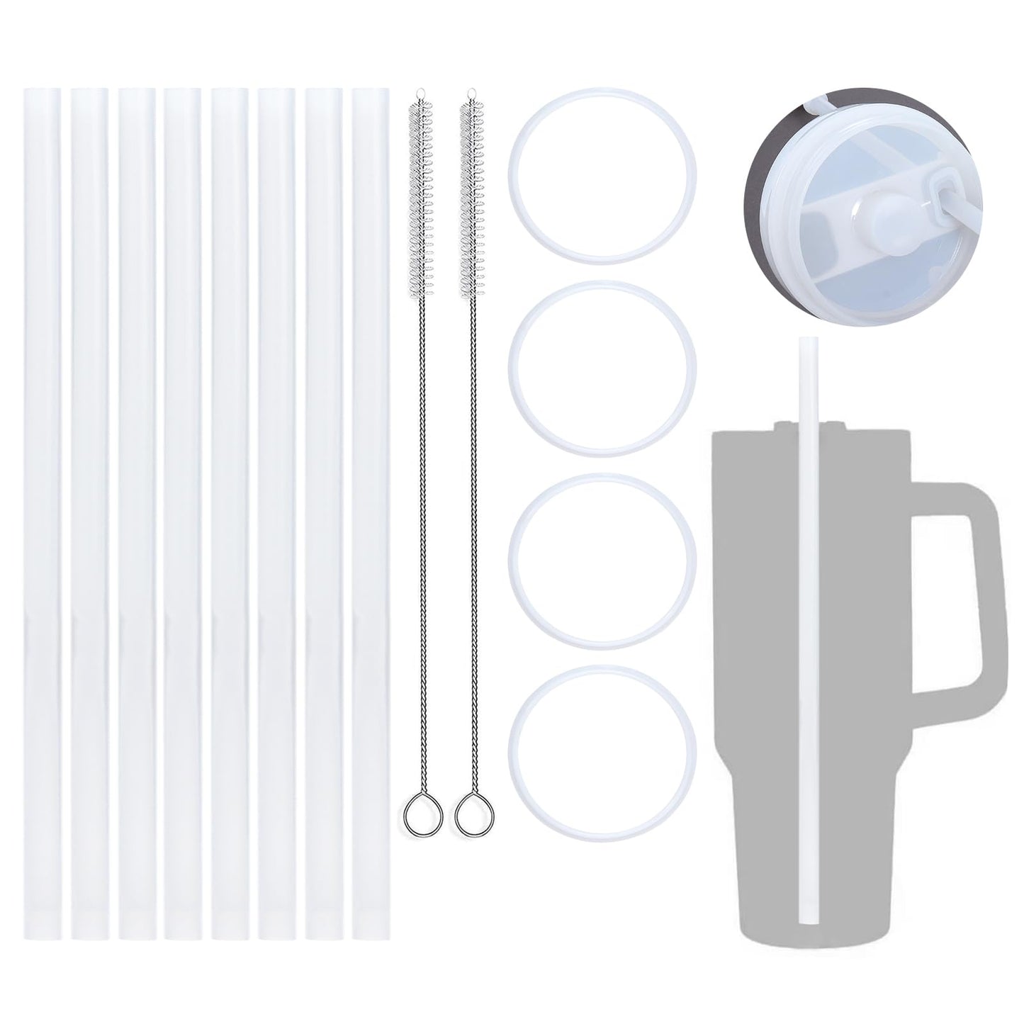 Replacement Straws for Stanley 40 oz Adventure Quencher, 12.2inch Long Silicone Straws for Stanley Cup Accessories, Pack of 14