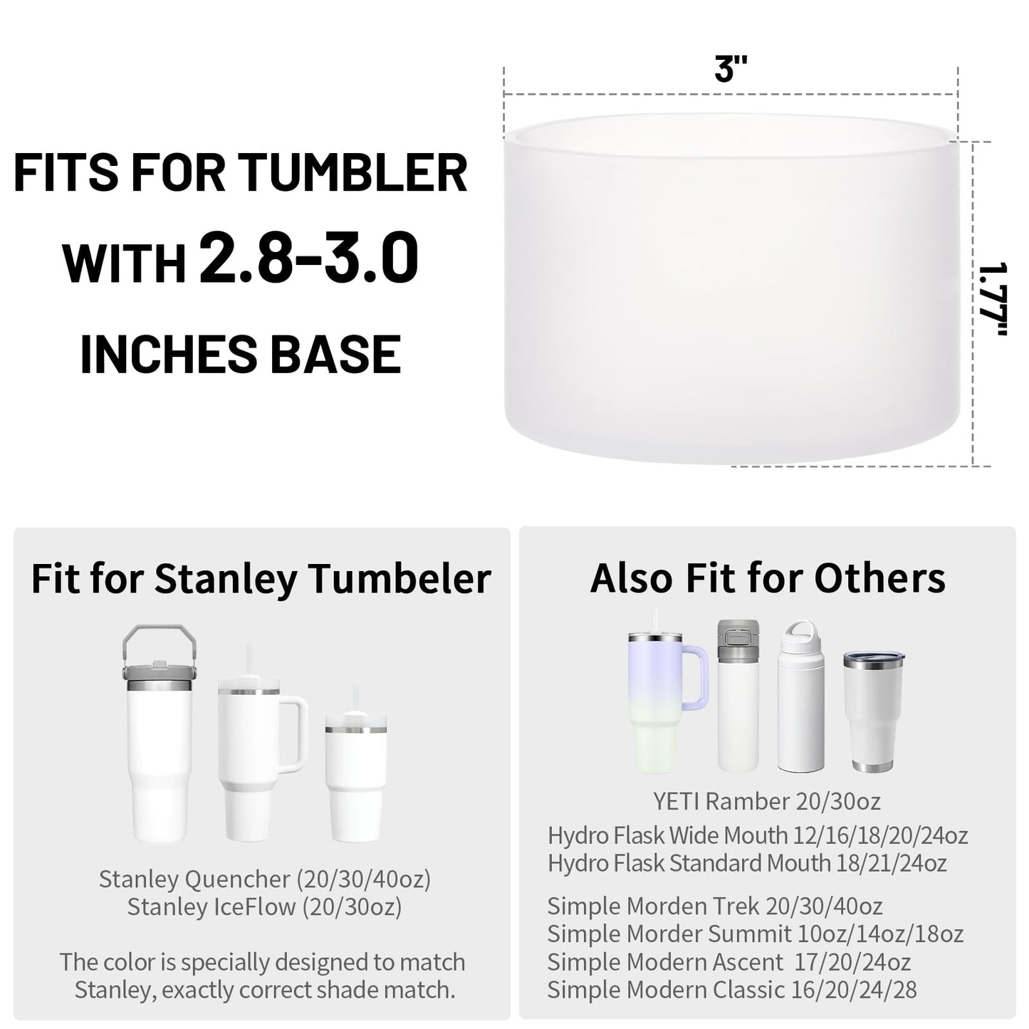 DUNLAGUE 2-Piece Silicone Boot for Stanley Quencher H2.0 20 30, 40oz & IceFlow Flip 20 30oz Tumblers with 3-Piece Straw Cover Cap, Stanley Cup Accessories Set, Clear