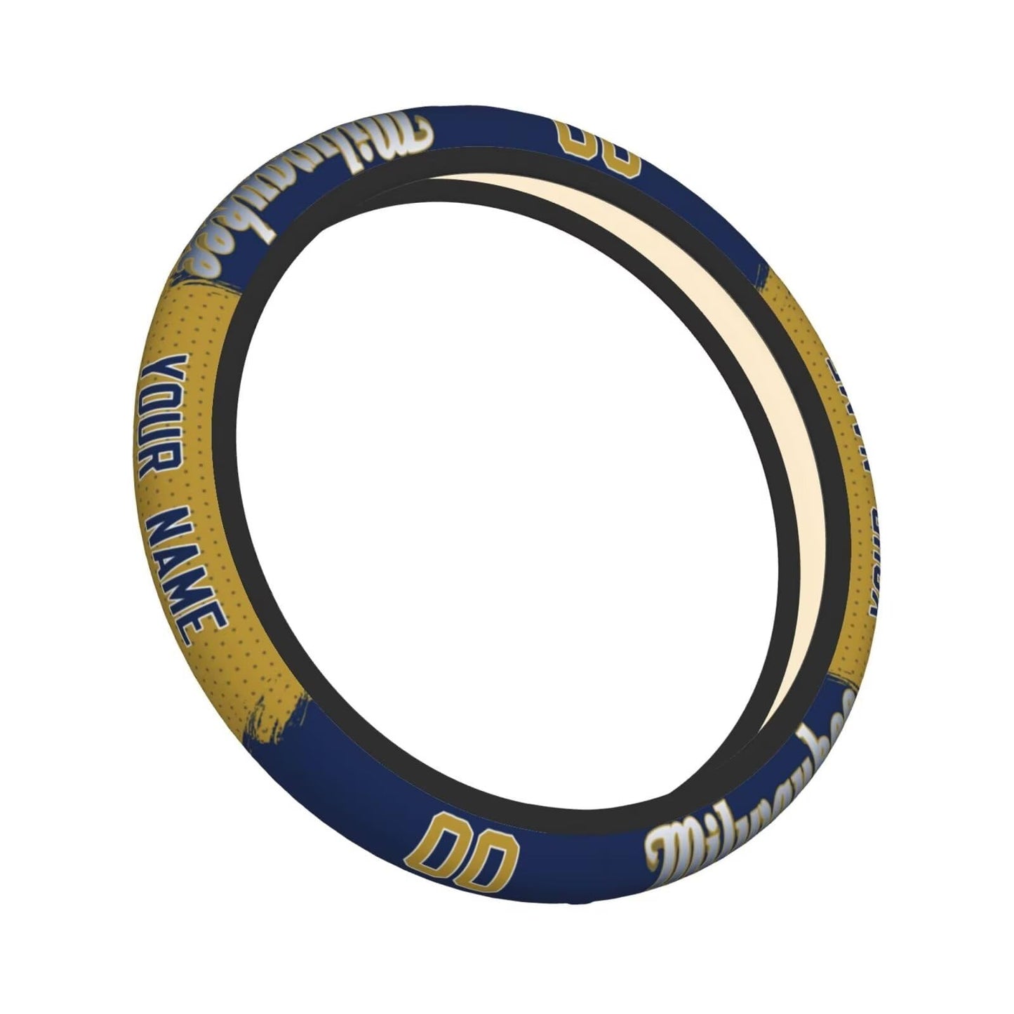GENERIC Milwaukee Custom Car Steering Wheel Covers,Personalized Name and Number,Anti Slip Elasticity Baseball Car Accessories,Universal 15 Inch Fit Suit for Most Car,SUV,ATV,Truck.