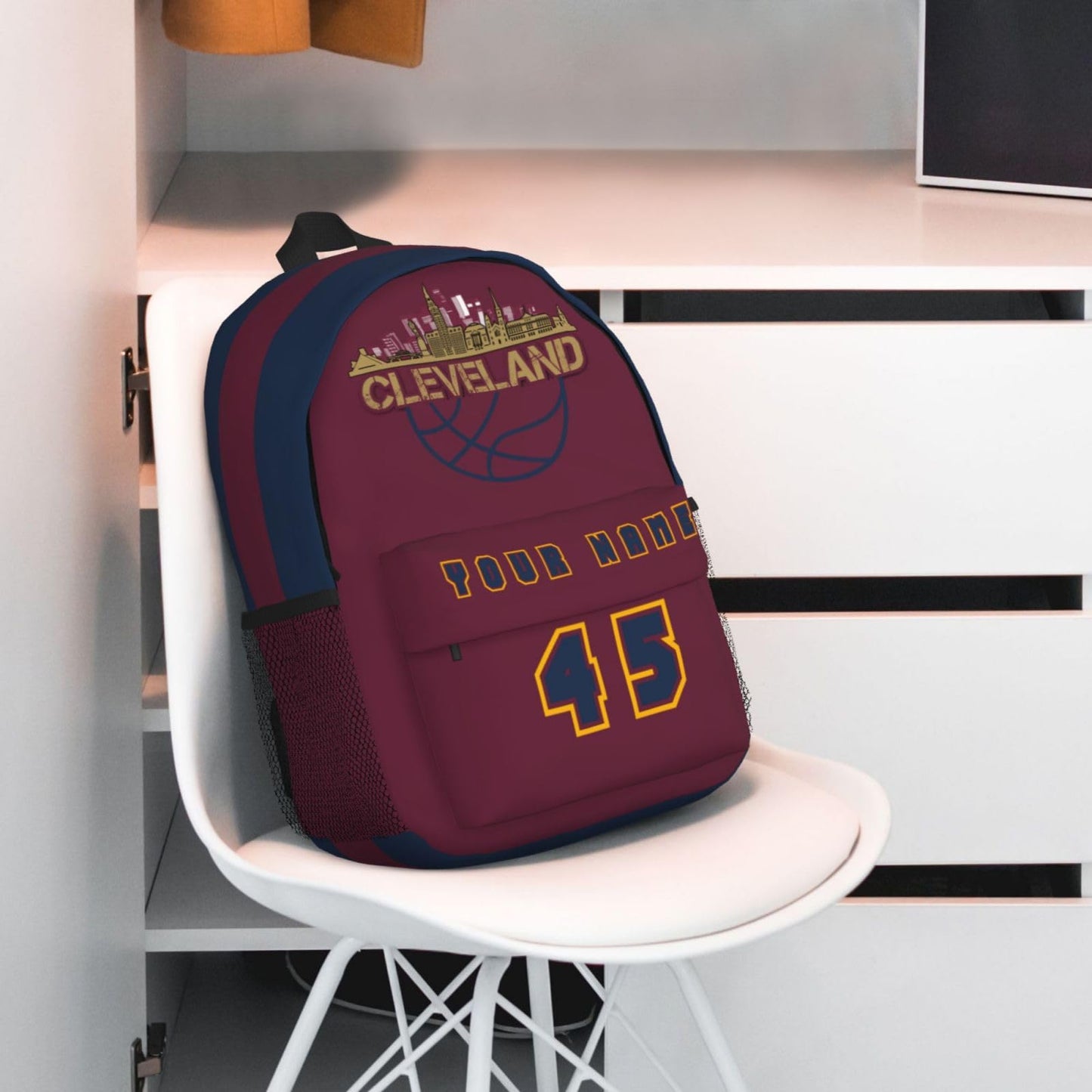 Jvpprds Cleveland Custom Backpack for Boys Personalized Schoolbag Customized Bag with Name Numbers Fans Gifts