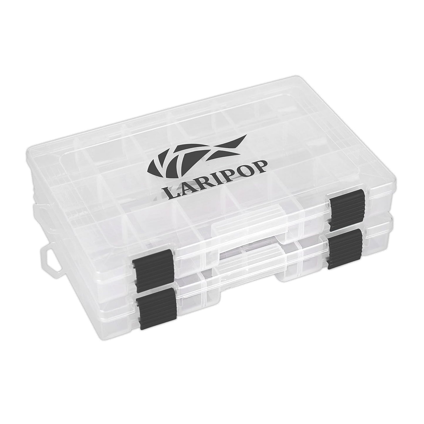 LARIPOP Fishing Tackle Box Set with Adjustable Dividers, Transparent Organizer Tray, Plastic Tool Box, Bait Separator -Angler's equipment lure box - 2 Packs /4 Packs Tackle Trays - Parts Box