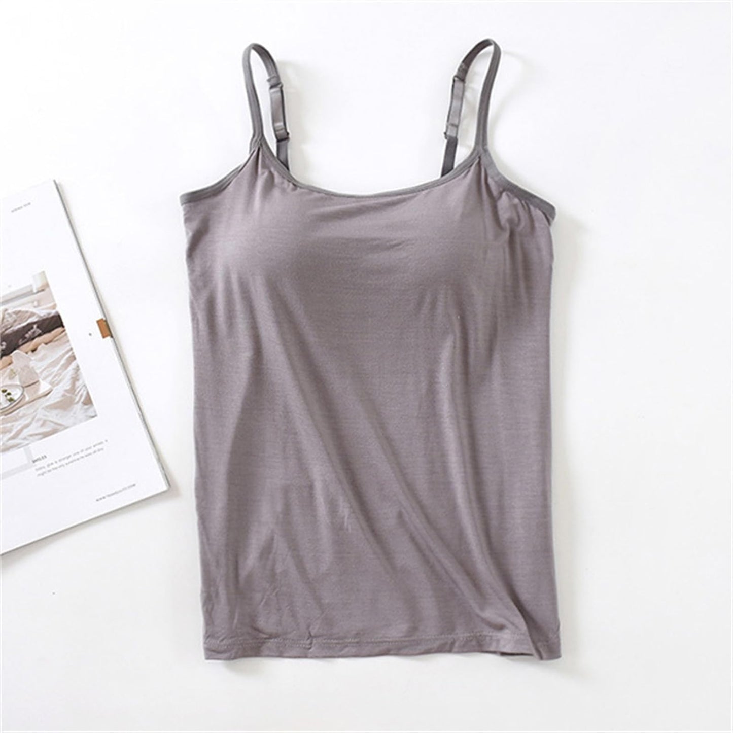 Generic Clearance Customer Service Chat Online Now Tank Top Built in Bra Adjustable Spaghetti Strap Cami Bra 2024 Summer Casual Athletic Tank Tops for Women Cute Tank Tops for Women Dark Gray L
