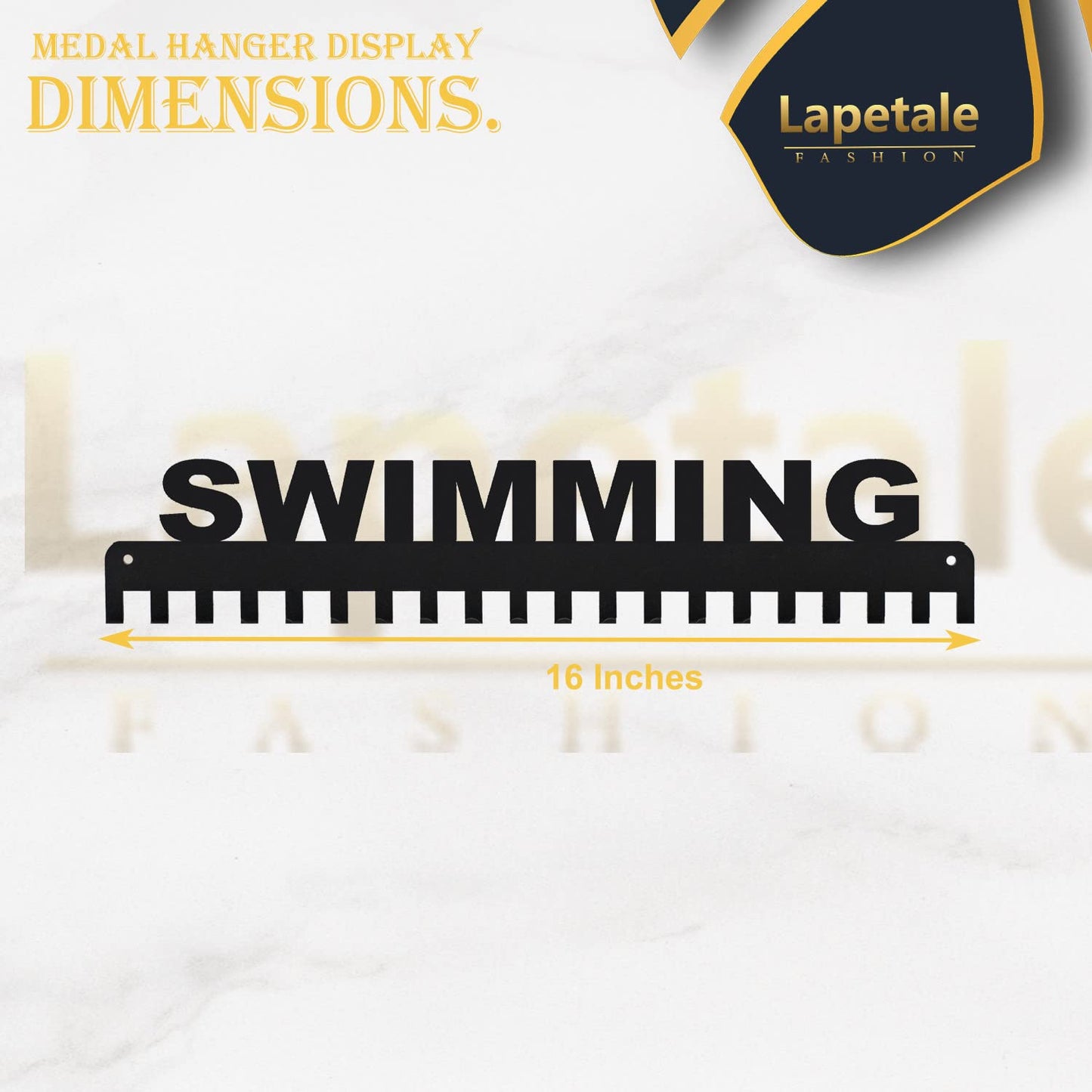 Lapetale Fashion Swimming Medal Hanger Display Medal Holder Hanger Display Rack Frame with 20PCS Hanging Hooks Upgraded Extension Hooks Easy Install Easy to Use Swimming Medal Display Rack