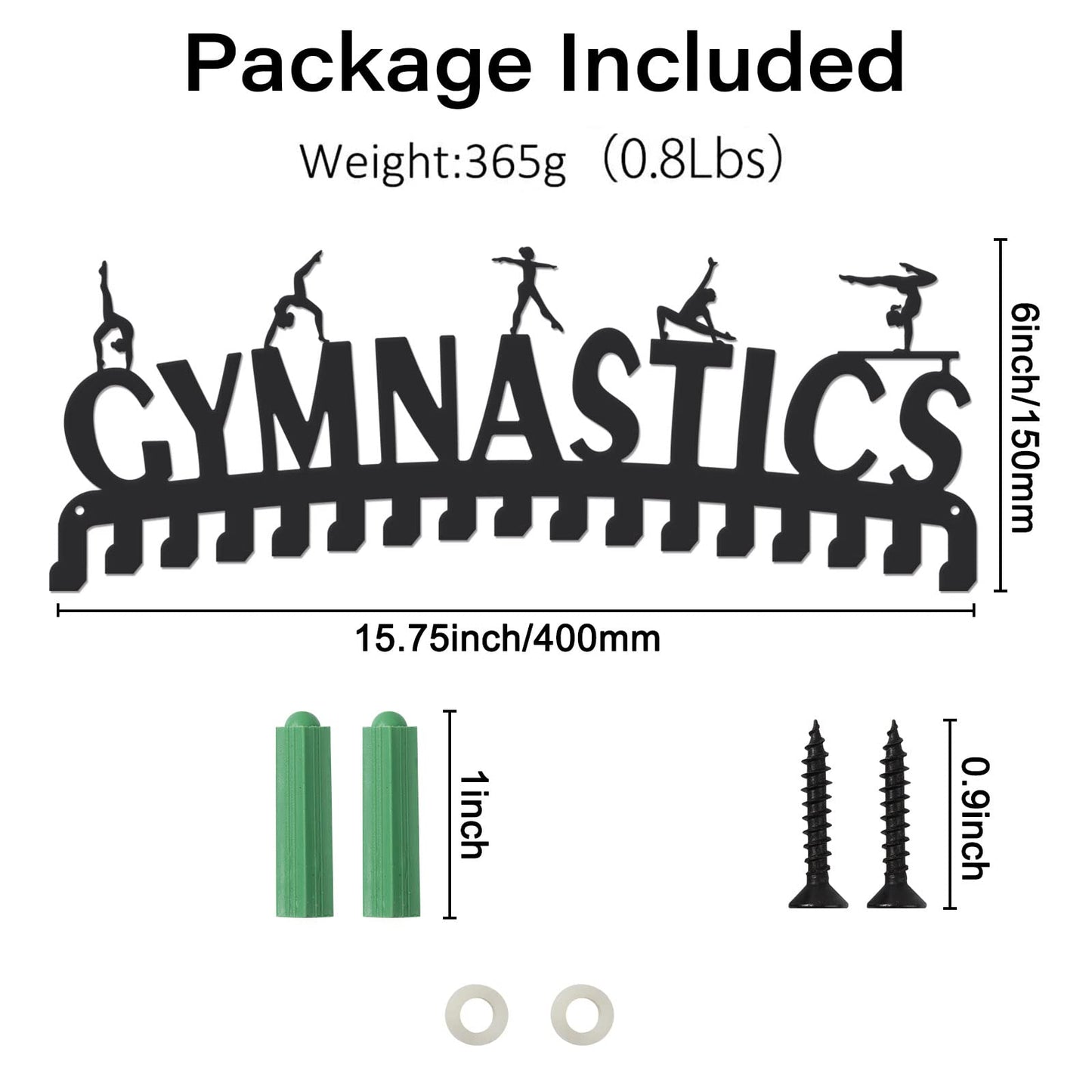 SUPERDANT Gymnastics Medal Hook Sports Medal Holder Display Hanger Rack Metal Wall Mount with 17 Hooks for 60+ Hanging Medal Rack Display Competition Medal Holder Display Wall Hanging