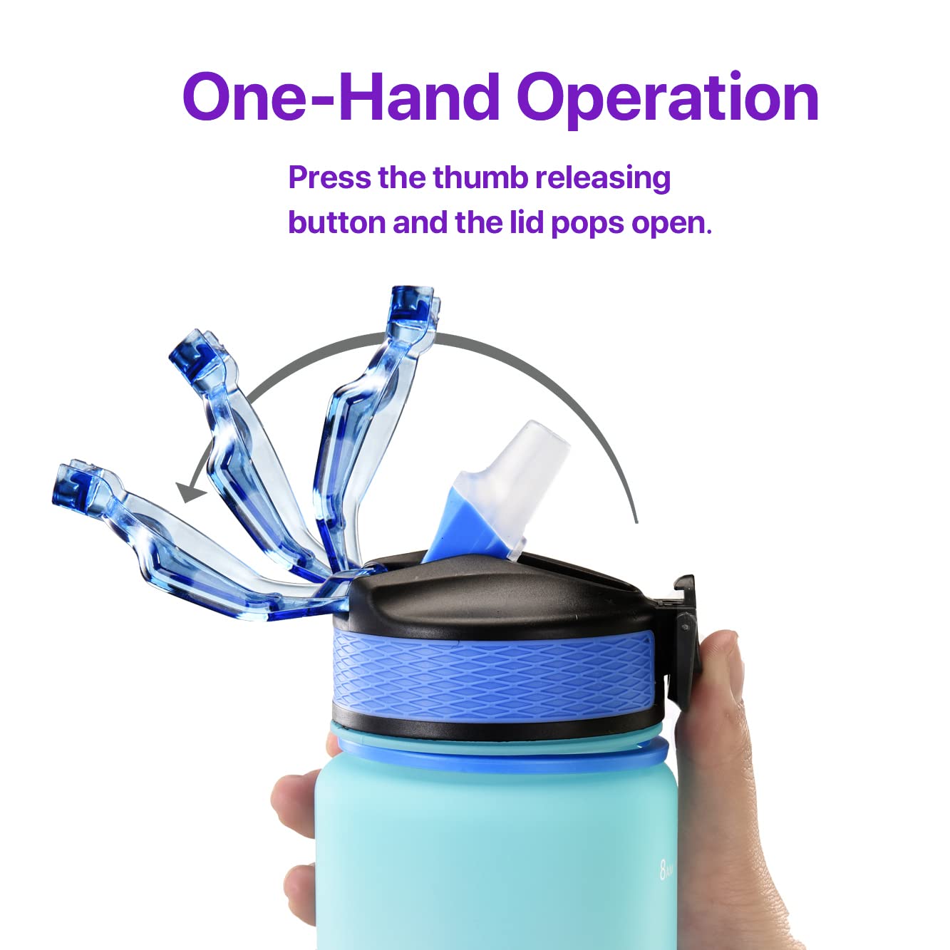 EYQ 32 oz Water Bottle with Time Marker, Carry Strap, Leak-Proof Tritan BPA-Free, Ensure You Drink Enough Water for Fitness, Gym, Camping, Outdoor Sports(Green/Blue Gradient)