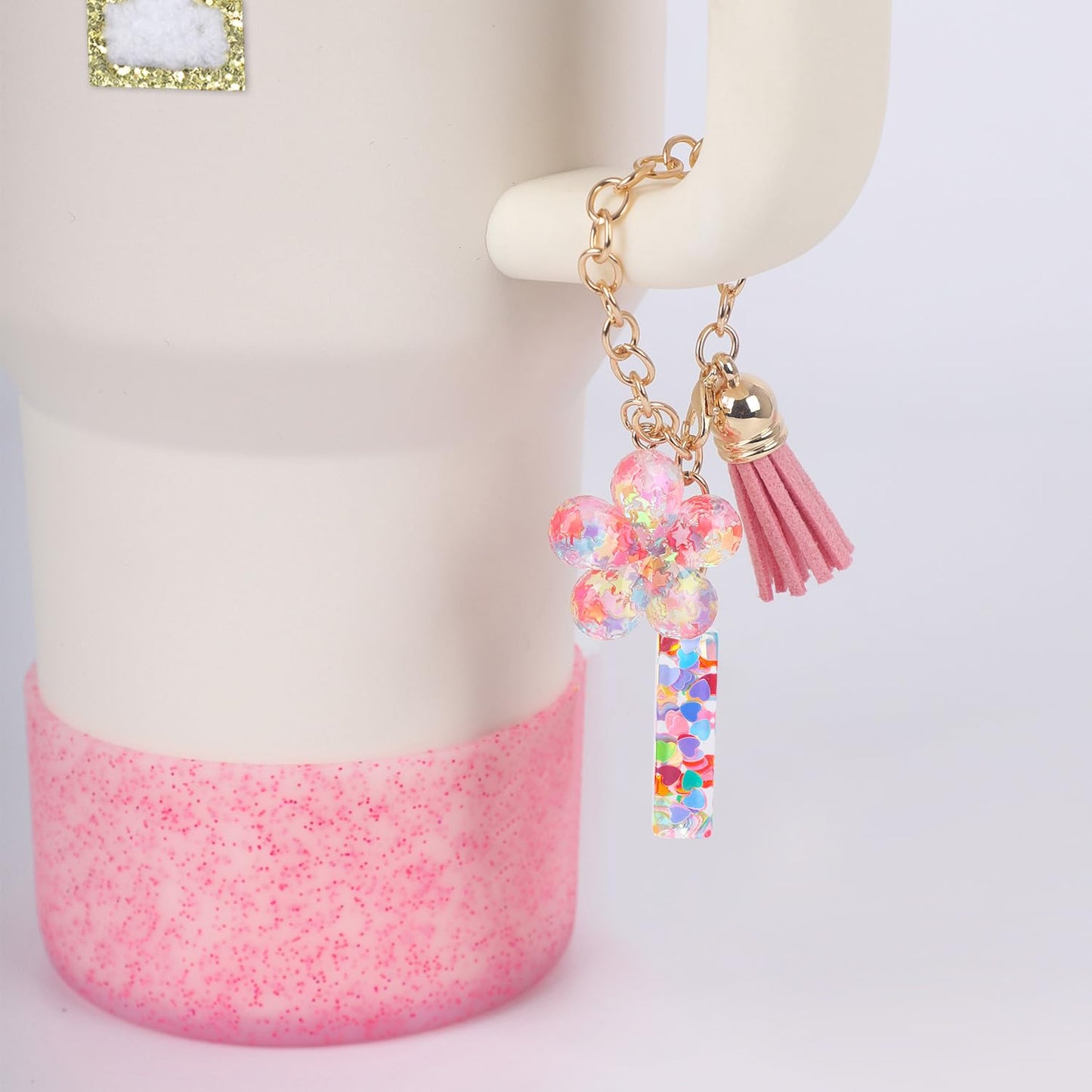 LA KEN DU Use for Stanley Cup Accessories Charms 40oz 30oz,Compatible with Stanley Cup Letter Charms for Handle Silicone Boot,Straw Cover Topper & Sticker(I)