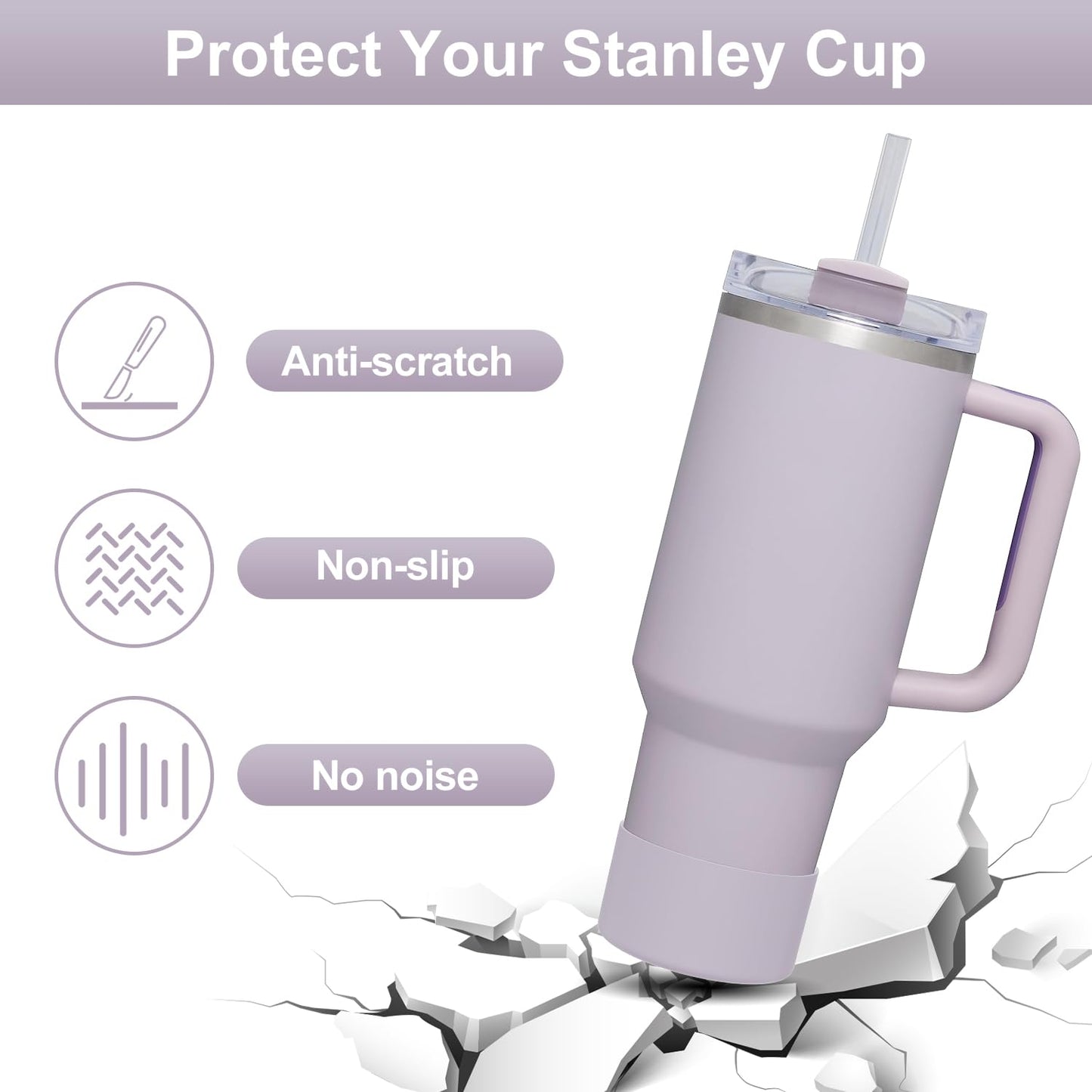 Affute Protective Silicone Boot for Stanley Quencher H2.0 40 30 20 oz & IceFlow Flip 30 20 oz, BPA Free Anti-Noise Anti-Scratch, Stanley Cup Protector Sleeve Cover Boot (Orchid)