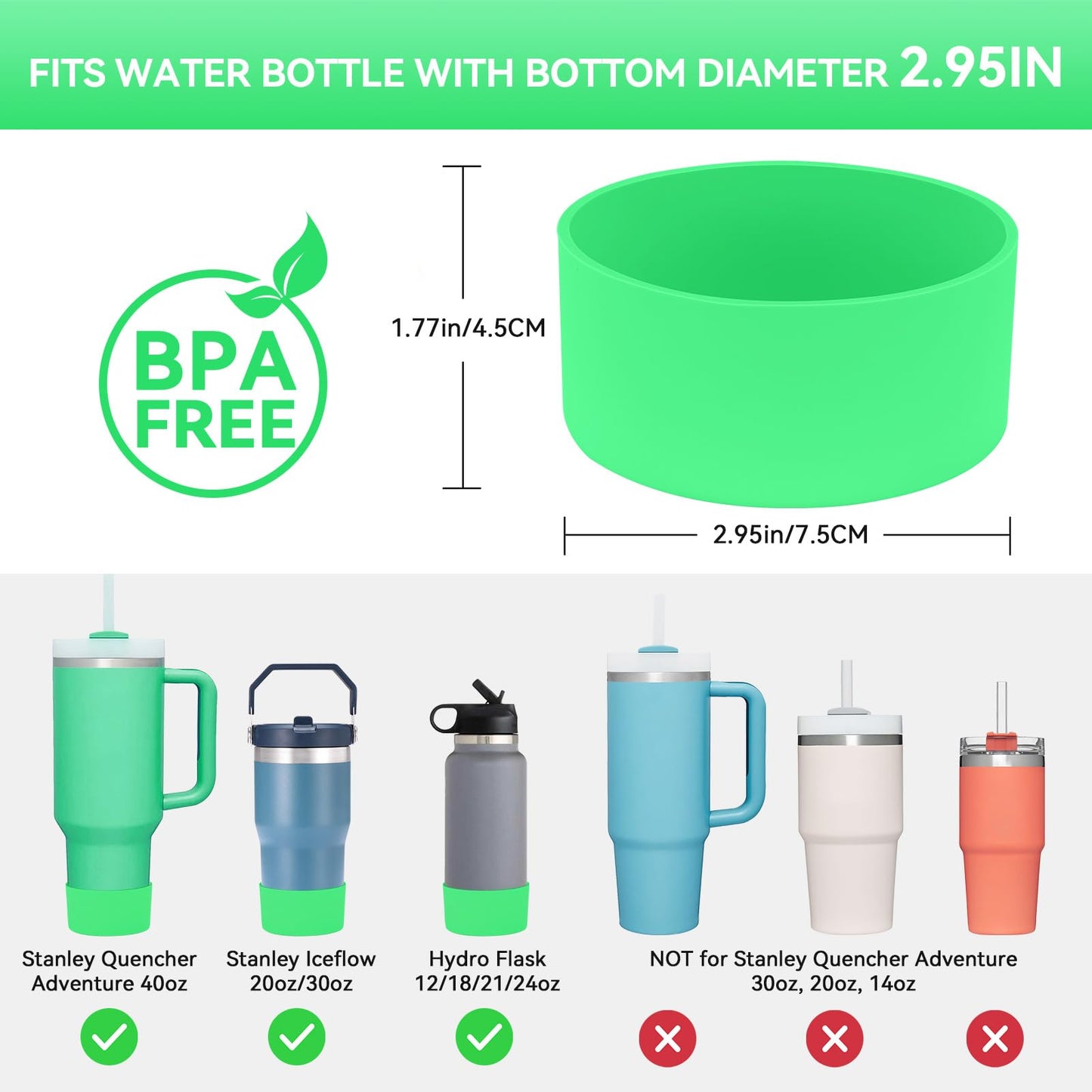2 PCS for Stanley Boot, Silicone Bottom for Stanley Cup Boot Quencher Adventure 40oz&for Hydroflask Boot 12-24oz for Stanley Tumbler Accessories for Stanley Cup Accessories Avoid Scratches&Noise