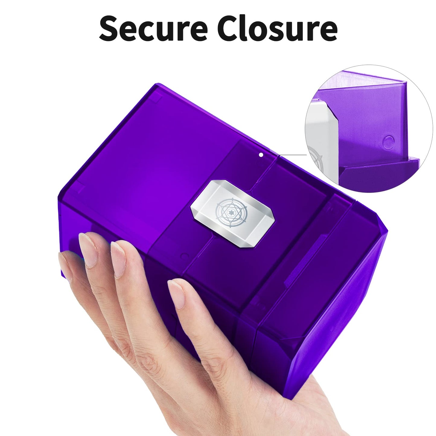 Sooez Heavy Duty MTG Deck Card Box with Dice Storage, 100+ Deck Case Boulder, Perfect Deck Holder for MTG Commander/YuGiOh/TCG and Sports Cards (Purple)