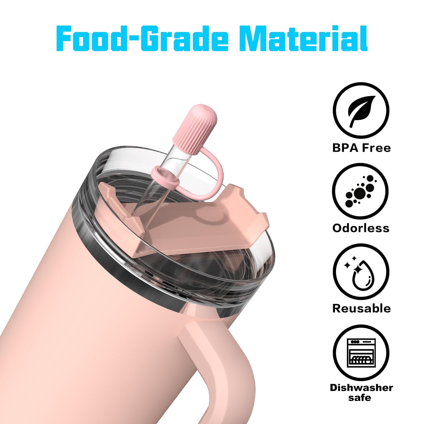 Adjustable Straw Cover for Stanley|Simple Modern|Yeti|Owala|Hydro Flask|Reduce|Maars|Meoky|MaxBase|Beast|Hydrapeak Cup, All Brand of Straw Accessories, Diameter 6mm-12mm, BPA Free, Dishwasher safe