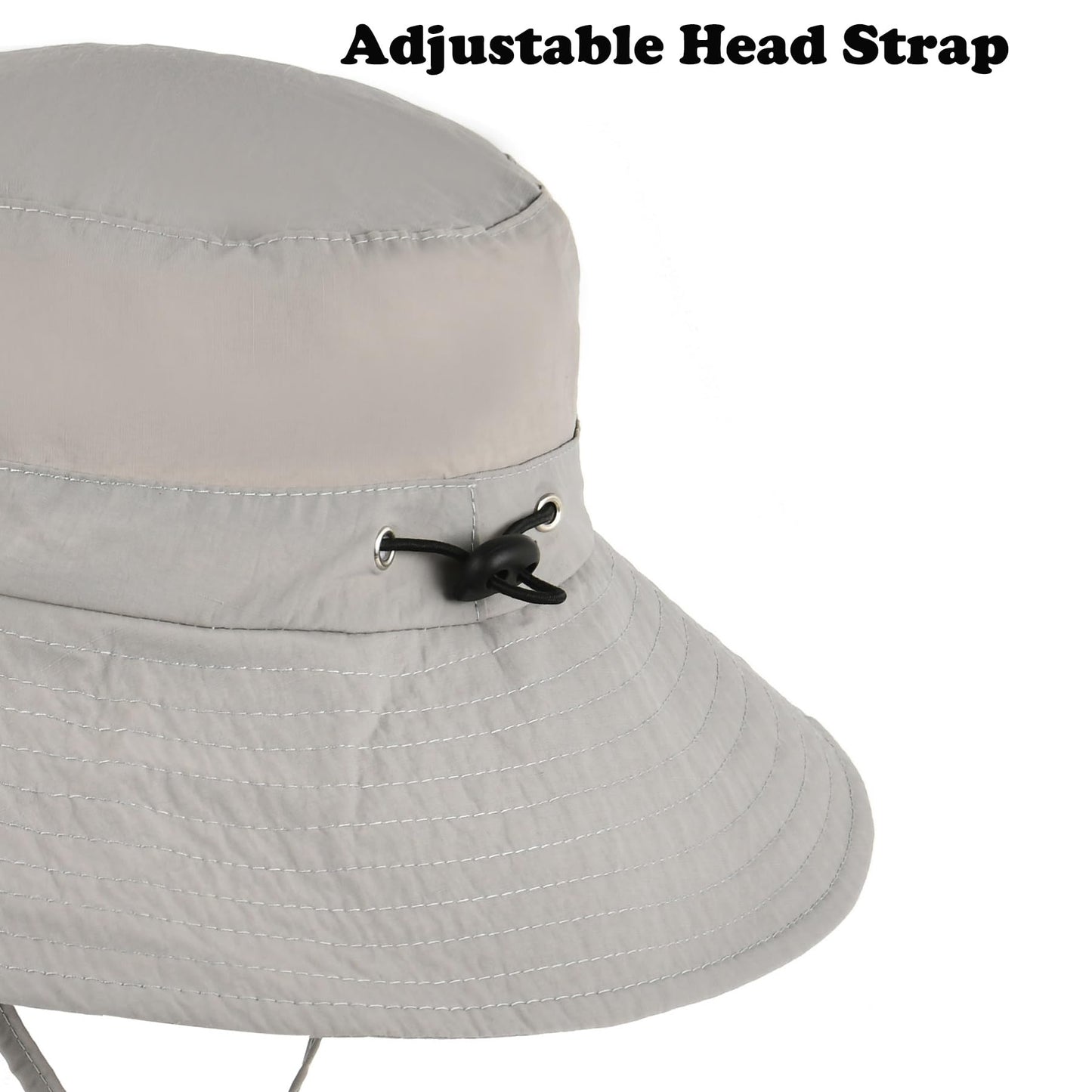 Kids Wide Brim Sun Hat Adjustable for Teen Youth Bucket Sun Protection UPF 50+ Safari Hat(Light Grey,58cm/8-14y)