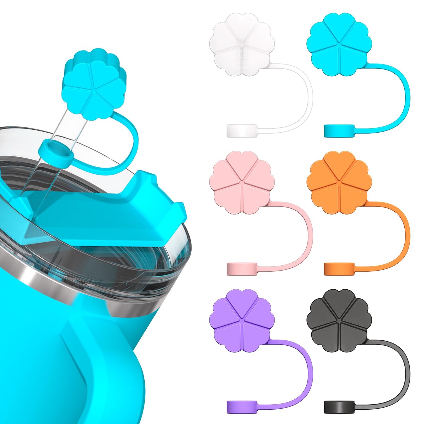Adjustable Straw Cover for Stanley|Simple Modern|Yeti|Owala|Hydro Flask|Reduce|Maars|Meoky|MaxBase|Beast|Hydrapeak Cup, All Brand of Straw Accessories, Diameter 6mm-12mm, BPA Free, Dishwasher safe