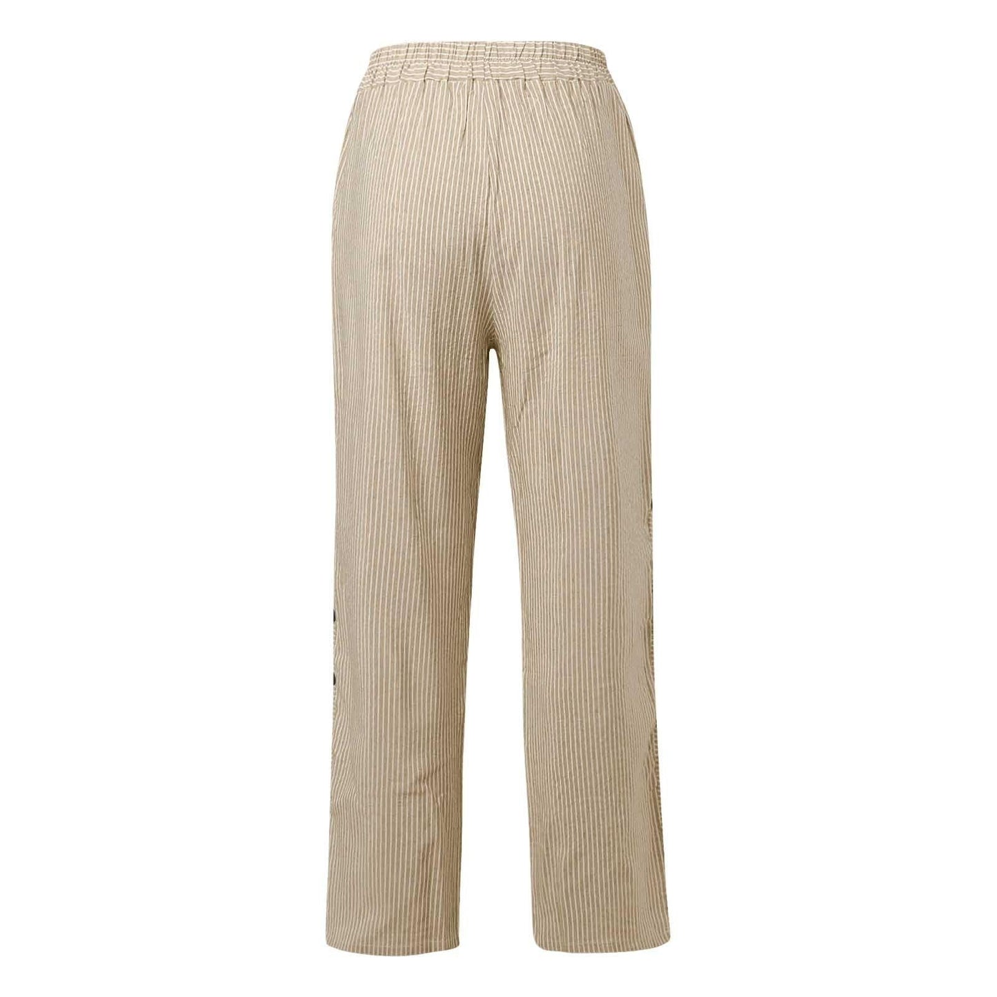 Generic Lightning Deals of Today Prime Clearance,Maternity Jeans Pants for Women Trendy Womens Capris Summer Striped Linen High Waisted Baggy Trousers Casual Track Loose Rubber Pants(Khaki,M), Medium