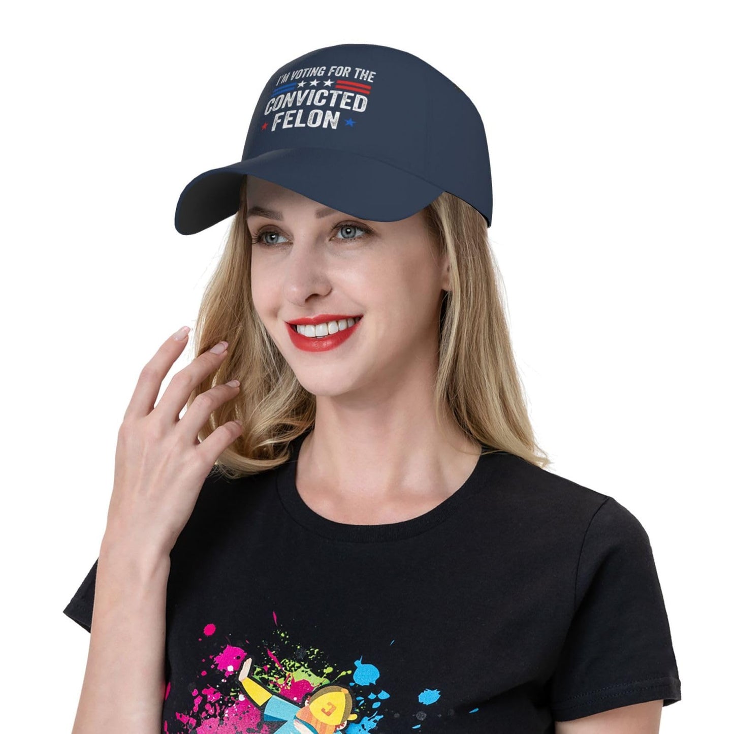 feirel I'm Voting for The Convicted Felon Baseball Caps for Women Men Adjustable Cute Funny Navy Blue Hats for All Season