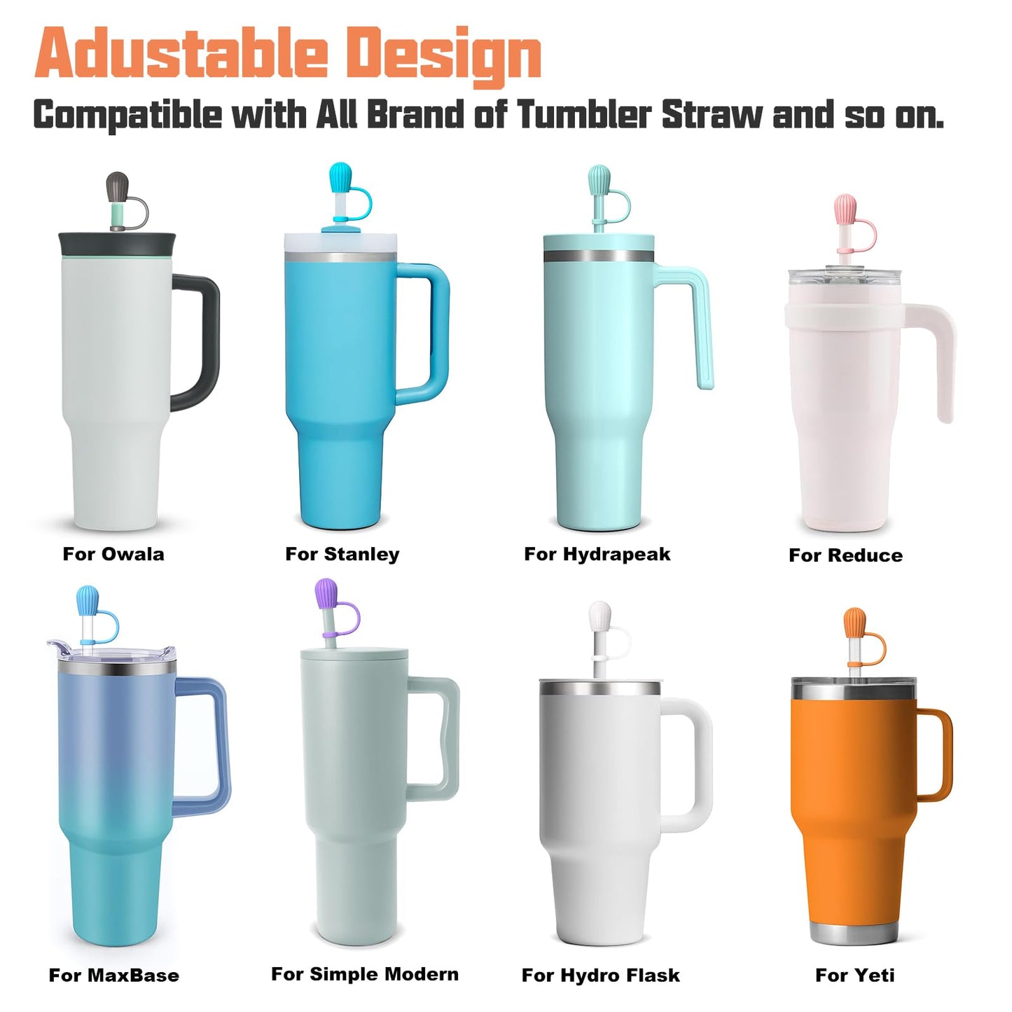 Adjustable Straw Cover for Stanley|Simple Modern|Yeti|Owala|Hydro Flask|Reduce|Maars|Meoky|MaxBase|Beast|Hydrapeak Cup, All Brand of Straw Accessories, Diameter 6mm-12mm, BPA Free, Dishwasher safe