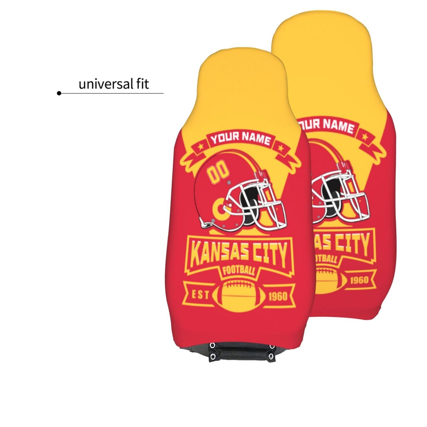 Custom Kansas City Car Seat Covers 1PC & 2PC, Personalized Car Interior Decor Seat Protector Cover Case,Add Name Number,Universal Size Fit Most Car, Truck, SUV, Van,Football Fan Gifts for Men Women