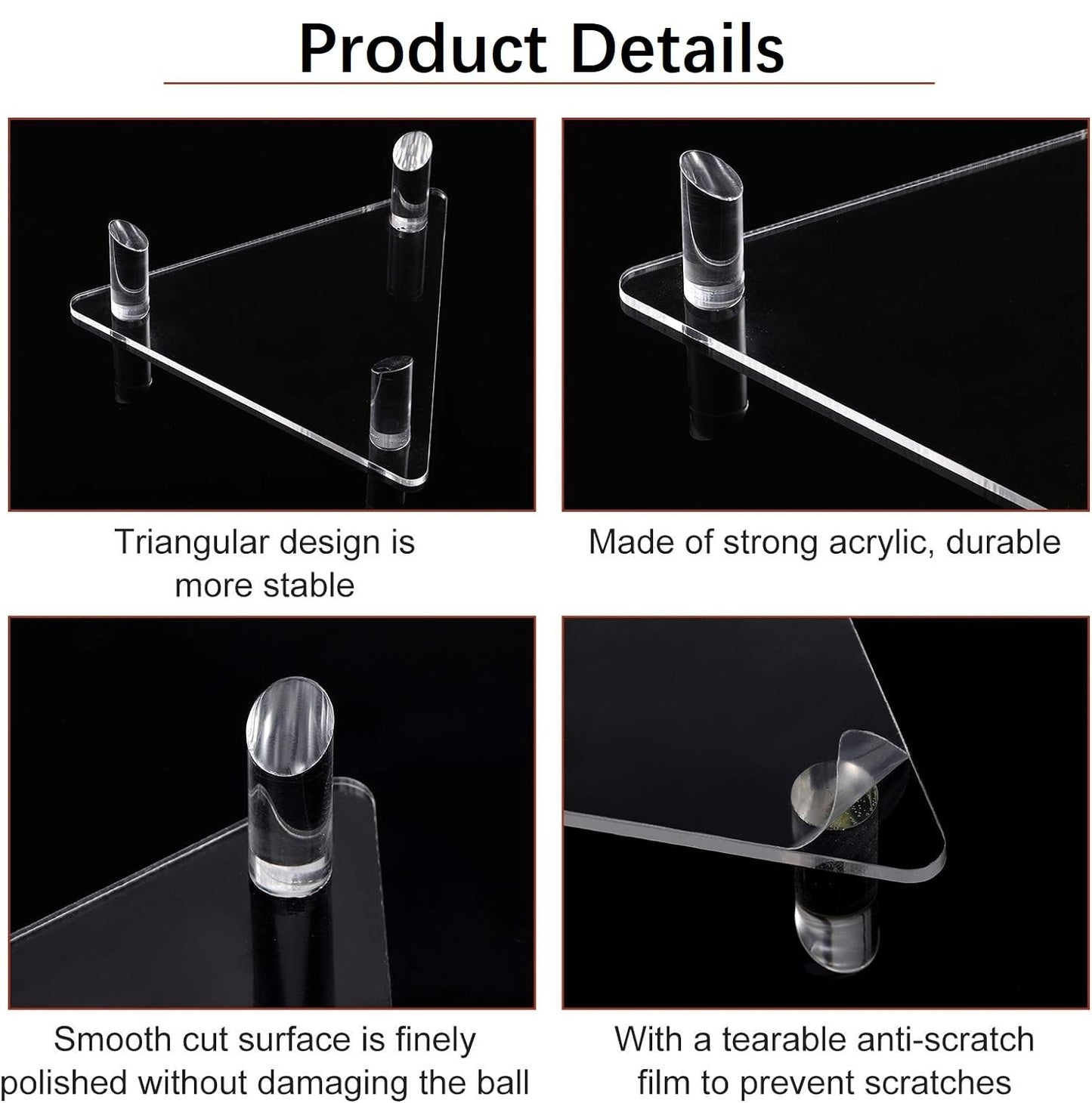 Acrylic Basketball Stand, Ball Holder Stand,Display Stand for Basketball /Football /Rugby/Volleyball/Soccer Ball-Sleek Anti-Slip Design (Black 2PCS)