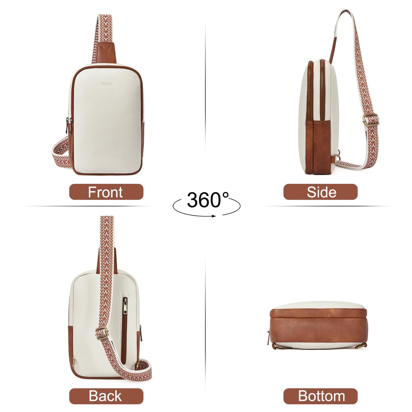 CLUCI Crossbody Bags for Women Leather Large Cross Body Bag Sling Backpack Crossbody Backpack Trendy for Travel Hiking