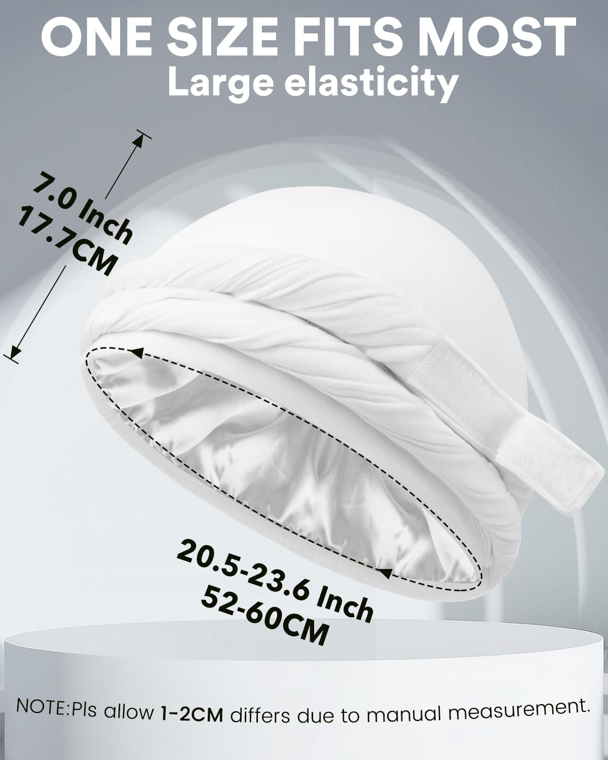BEACE Turban for Men & Women, Silk Satin Lined Pre-Tied Halo Turban Durag Head Wrap Skull Cap beanie Hair Cover for Sleeping