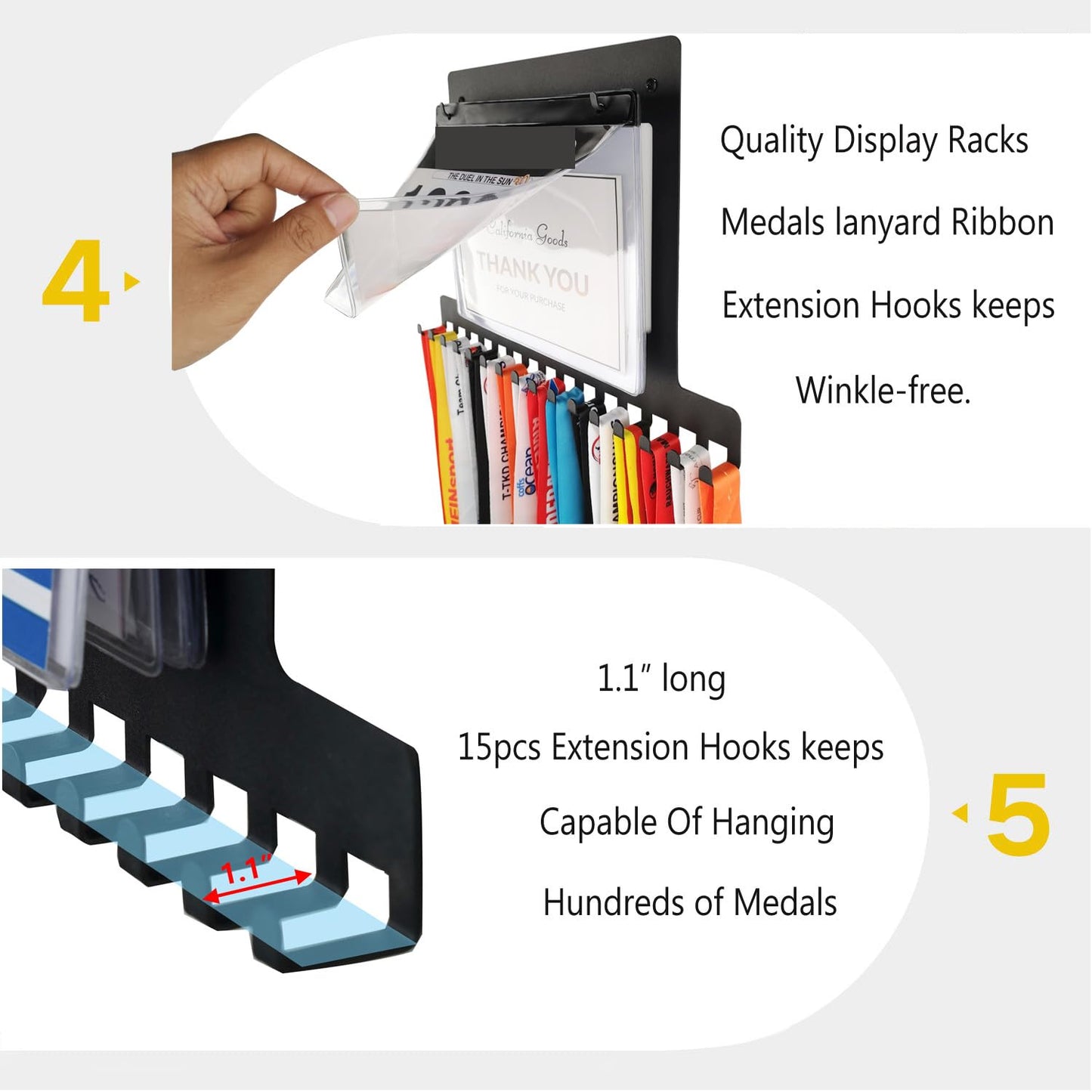 Lapetale Fashion Race Medal Holder Wall Hanger,Race Medal Hanger Display for Runners with Bib Vinyls Hooks,Marathon Race Medal Holder Display Wall Hanger,Medal Holder DisplayEasy to Use