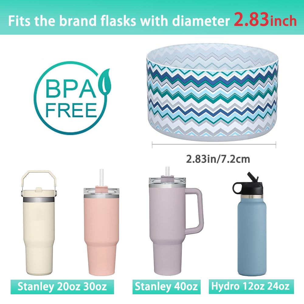 2 Pcs Tumbler Bottom Protector Boot for Stanley Quencher Adventure 40oz & Stanley IceFlow 20oz 30oz and Compatible with Hydro Flask 12oz 21oz 24oz (Blue wave clear/Rose wave clear)
