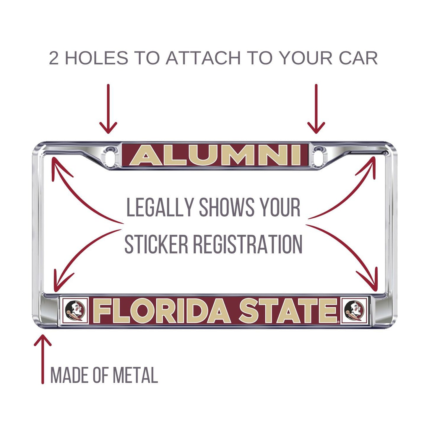 Decorvo Florida State Alumni License Plate Frame - Florida State Seminoles Car Truck Accessory