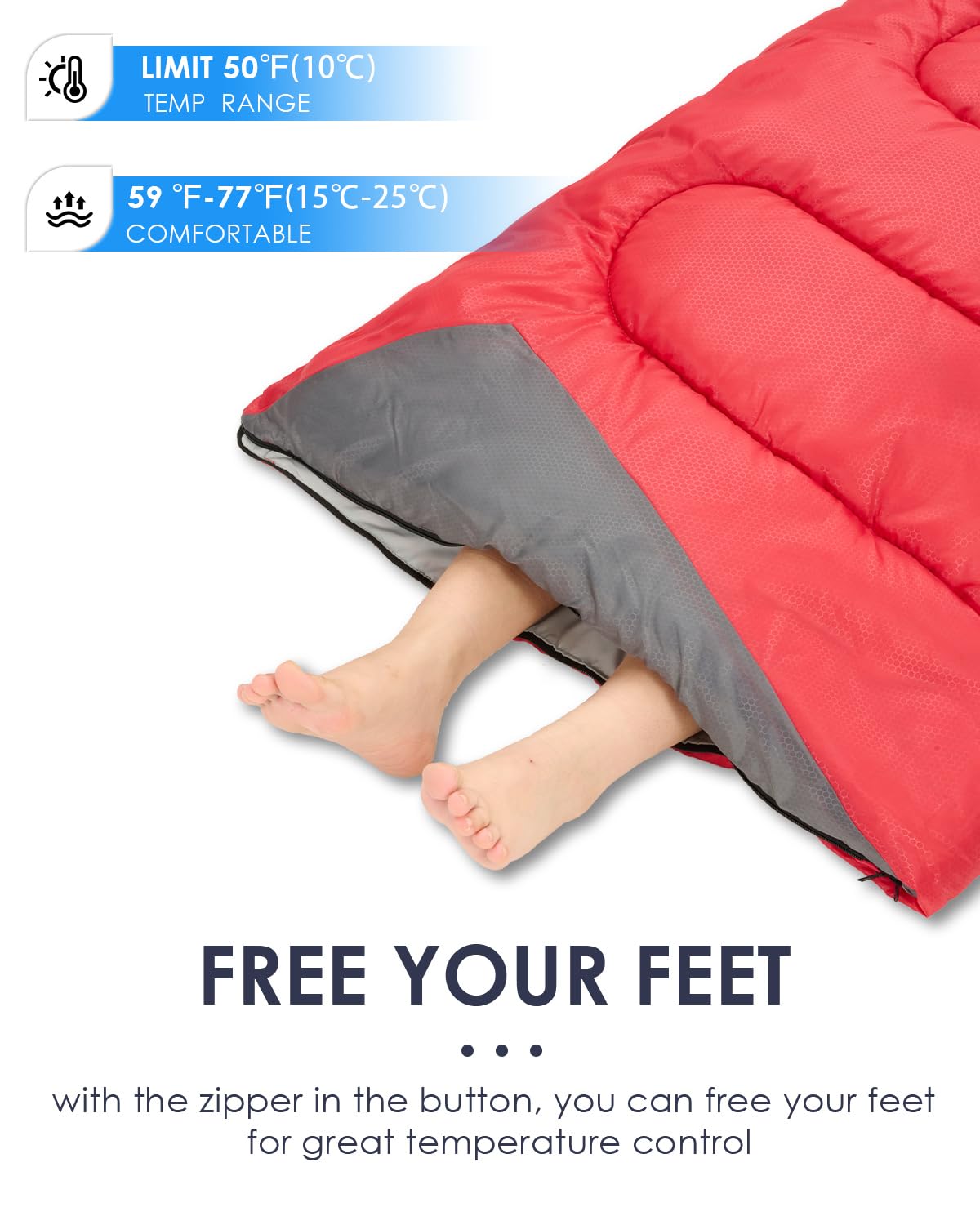 JEAOUIA Sleeping Bags for Adults Backpacking Lightweight Waterproof- Cold Weather Sleeping Bag for Girls Boys Mens for Warm Camping Hiking Outdoor Travel Hunting with Compression Bags(RED)