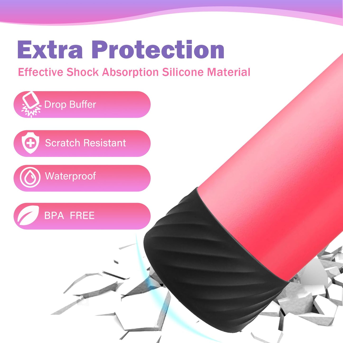 2Pcs Protective Silicone Boot Bottom Base for Owala FreeSip Twist and Flip Flask 24OZ, and Compatible with Stanly Cup Tumbler 20-40oz and More Bottles with Bottom Diameter 2.8-2.95inch