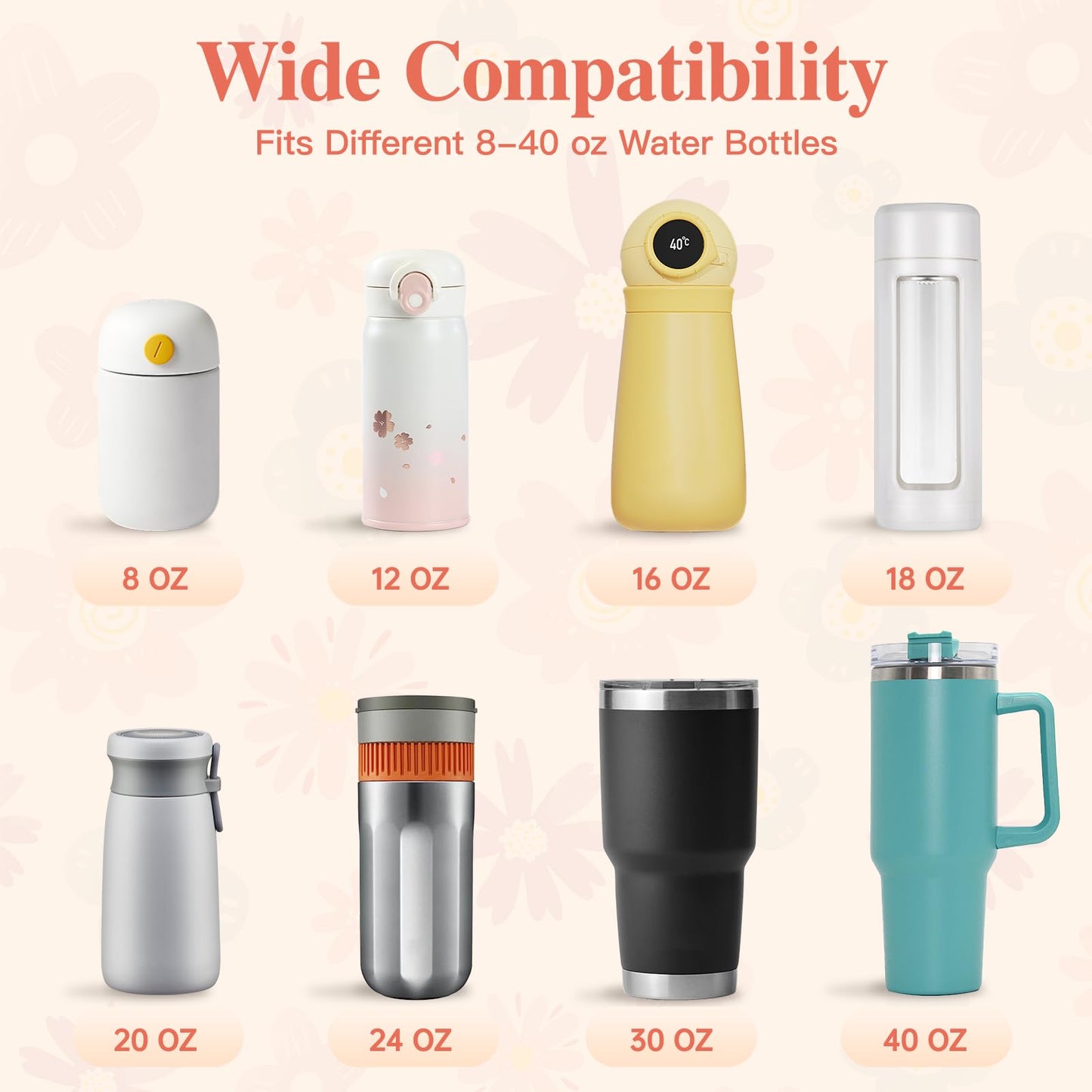Lingdeer Water Bottle Handle with Lip Balm Holder, Pearl Water Bottle Sling Holder Lanyard, Carrier with Strap, Fits Most 8-40oz Bottles, Compatible with Stanley Cup Accessories