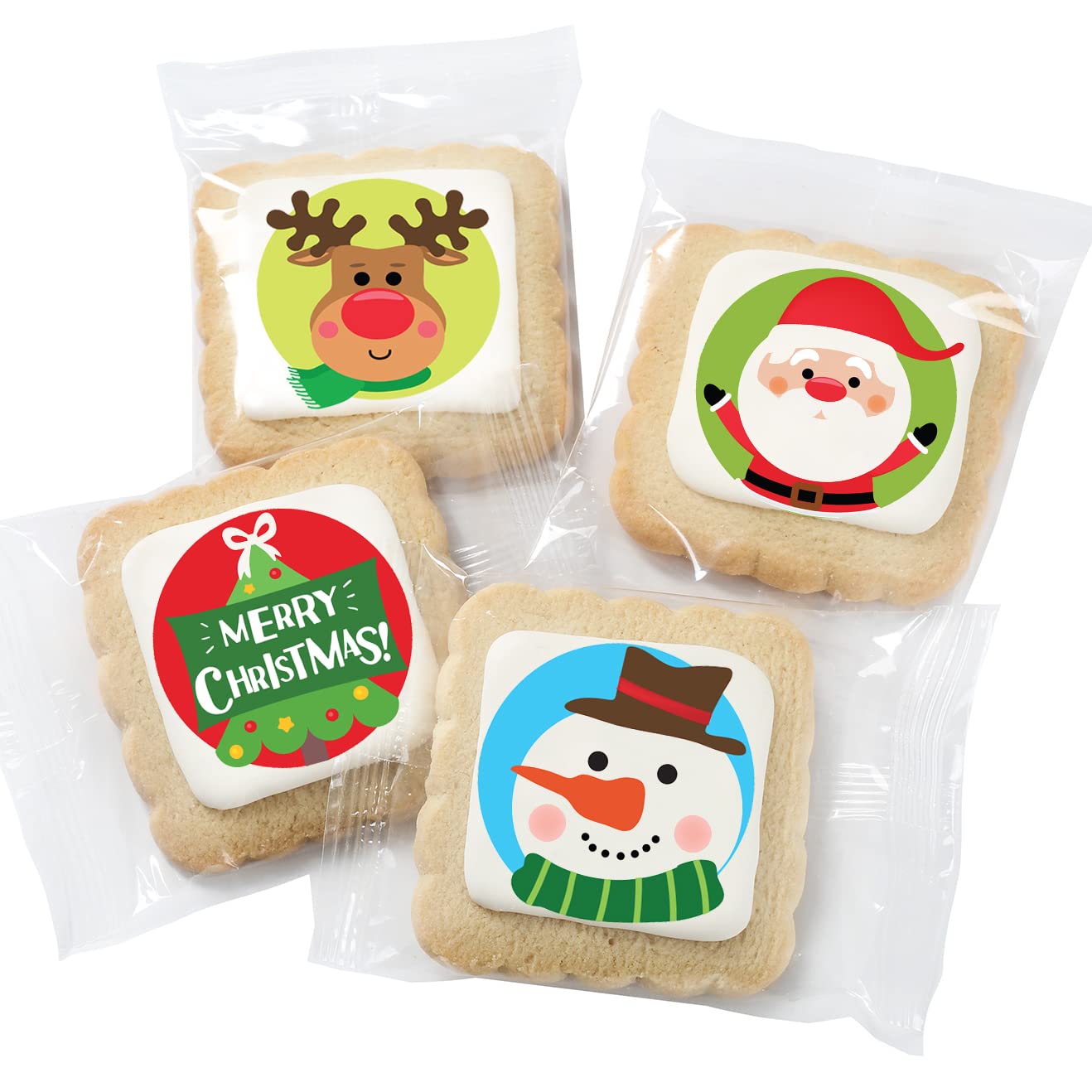 Christmas Cookies Gift Basket for Kids Men Women | Holiday Gourmet Corporate Food Gift INDIVIDUALLY WRAPPED | 12 Decorated Sugar Cookies
