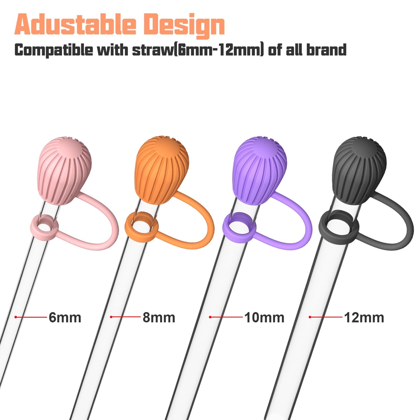 Adjustable Straw Cover for Stanley|Simple Modern|Yeti|Owala|Hydro Flask|Reduce|Maars|Meoky|MaxBase|Beast|Hydrapeak Cup, All Brand of Straw Accessories, Diameter 6mm-12mm, BPA Free, Dishwasher safe