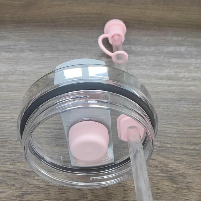 Silicone Spill Stopper Set of 3, Compatible with Stanley Cup 2.0 40oz/30oz, Proof Stopper For Stanley,Tumbler Accessorie, Including 2 Straw Cover Caps, 2 Square Spill Stoppers, Round Leak (pink)